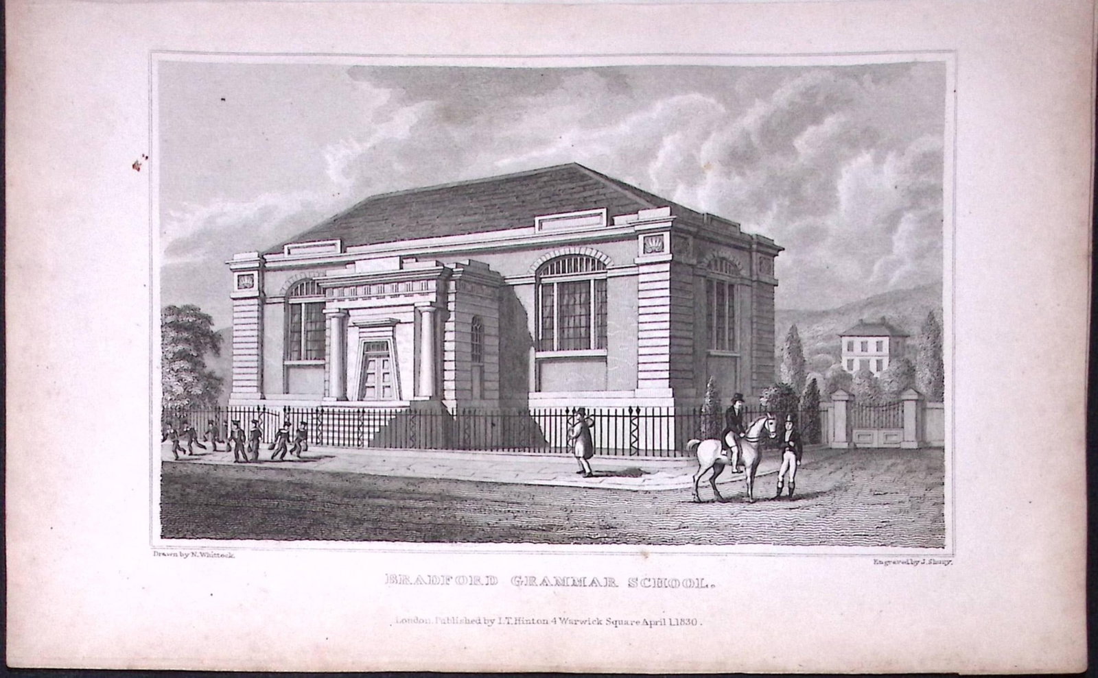 Bradford Grammar School Yorkshire 198 Years-Old Thomas Allen Antique Steel Engraving-39: Title: Bradford Grammar School Yorkshire 198 Years-Old Thomas Allen Antique Steel Engraving-39 Description: This 198 Years-Old Steel Engraved Plate Has Been Removed from an Antique Edition of.
