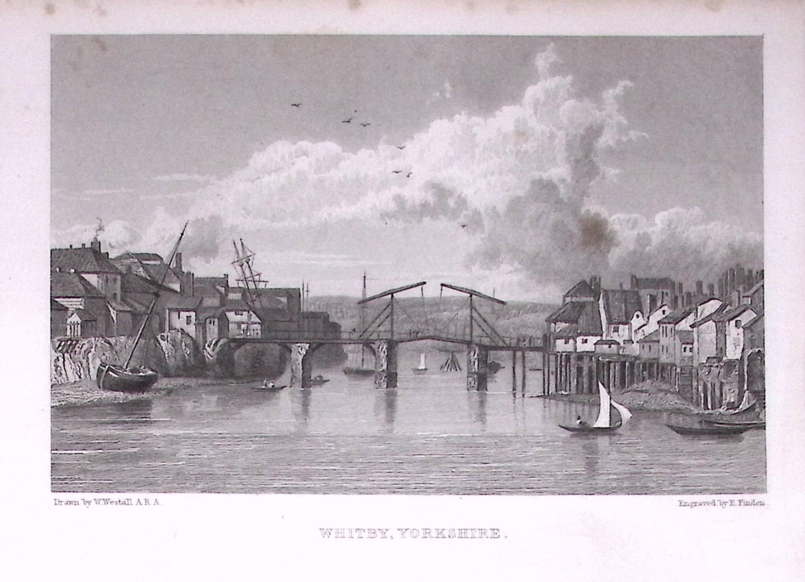 Whitby Town Centre Yorkshire 196 Years-Old Antique Steel Engraving-47-TR.: Title: Whitby Town Centre Yorkshire 196 Years-Old Antique Steel Engraving-47-TR. Description: Whitby Town Centre Yorkshire 196 Years-Old Antique Steel Engraving-47-TR. This Steel Engraved Print