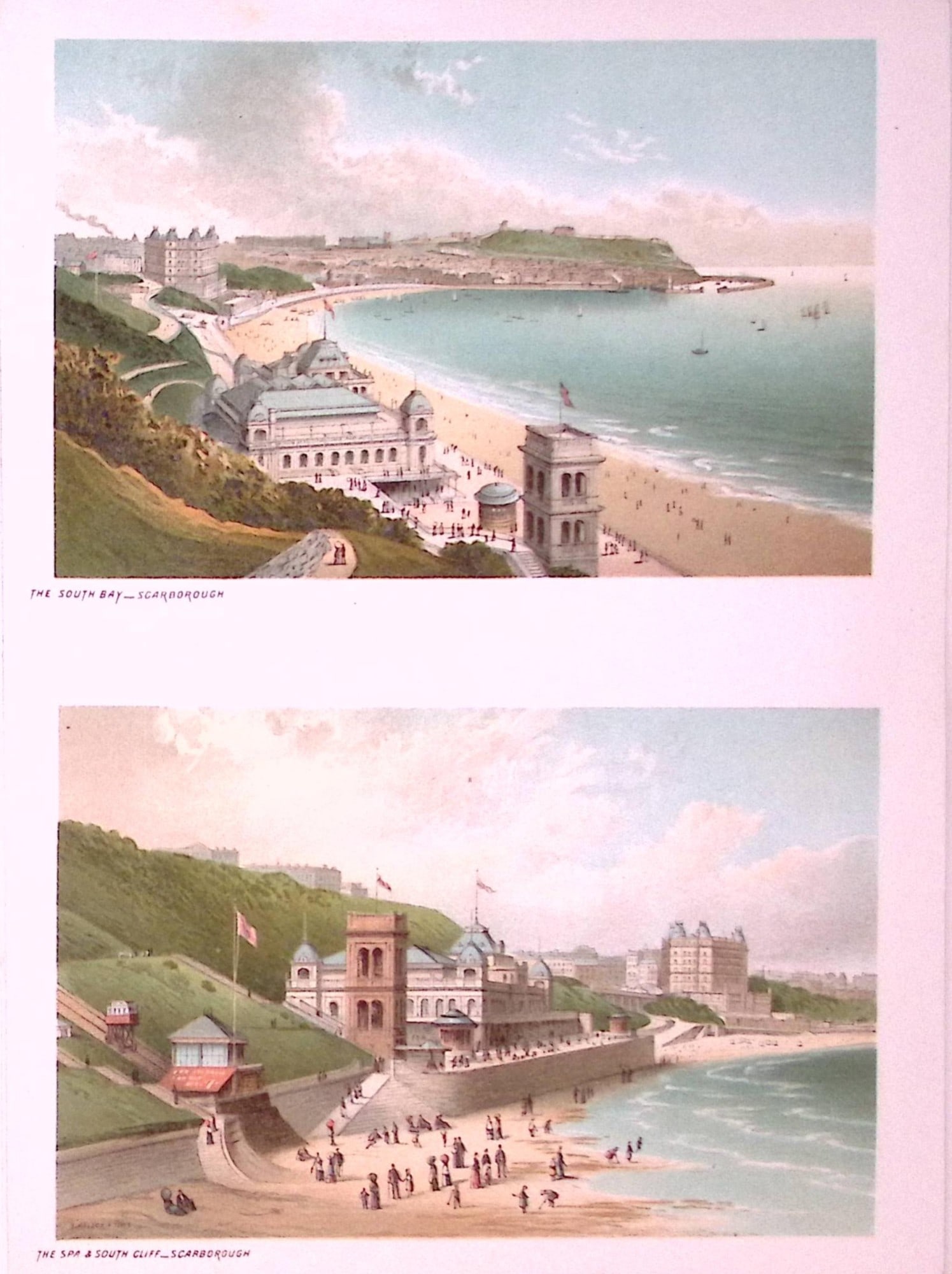 Scarborough South Bay & Spa, South Cliff Victorian Antique Double Print-20: Title: Scarborough South Bay & Spa, South Cliff Victorian Antique Double Print-20 Description: This Antique Illustration Has Been Removed from a First Edition of. English Scenery Cities,