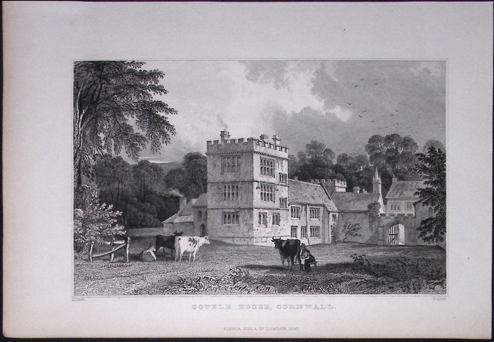 Cornwall Calstock Cotele House Antique 193 Years-Old Steel-Engraving-28: Title: Cornwall Calstock Cotele House Antique 193 Years-Old Steel-Engraving-28 Description: This Antique Steel Engraving Was Removed from a 193-Year-Old Edition of. Devon and Cornwall Illustrated in