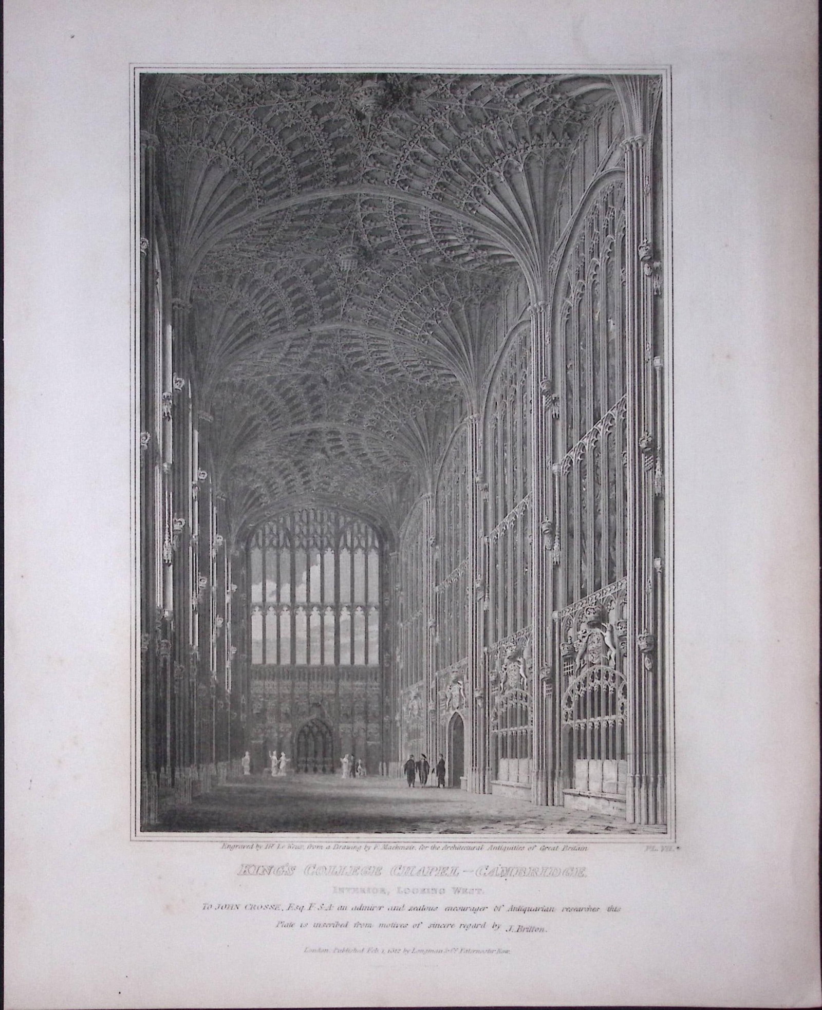 Kings College Cambridge 190 Years-Old John Britton Antique Steel Engraving-177: Title: Kings College Cambridge 190 Years-Old John Britton Antique Steel Engraving-177 Description: This 191 Years-Old Steel Engraved Plate Has Been Removed from an Antique Edition of. John Britton