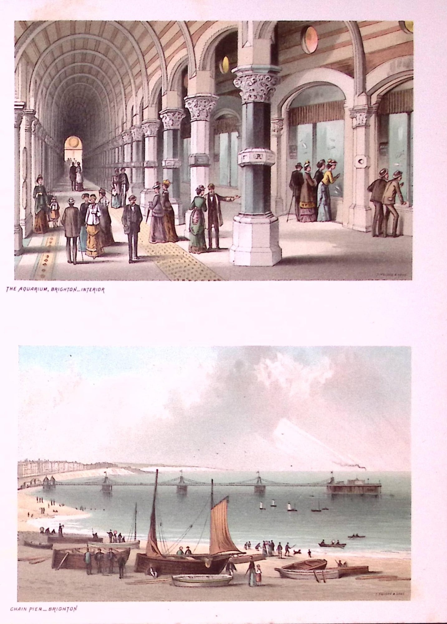 Brighton The Aquarium & Chain Pier Victorian Coloured Antique Print-30: Title: Brighton The Aquarium & Chain Pier Victorian Coloured Antique Print-30 Description: This Antique Illustration Has Been Removed from a First Edition of. English Scenery Cities, Lakes