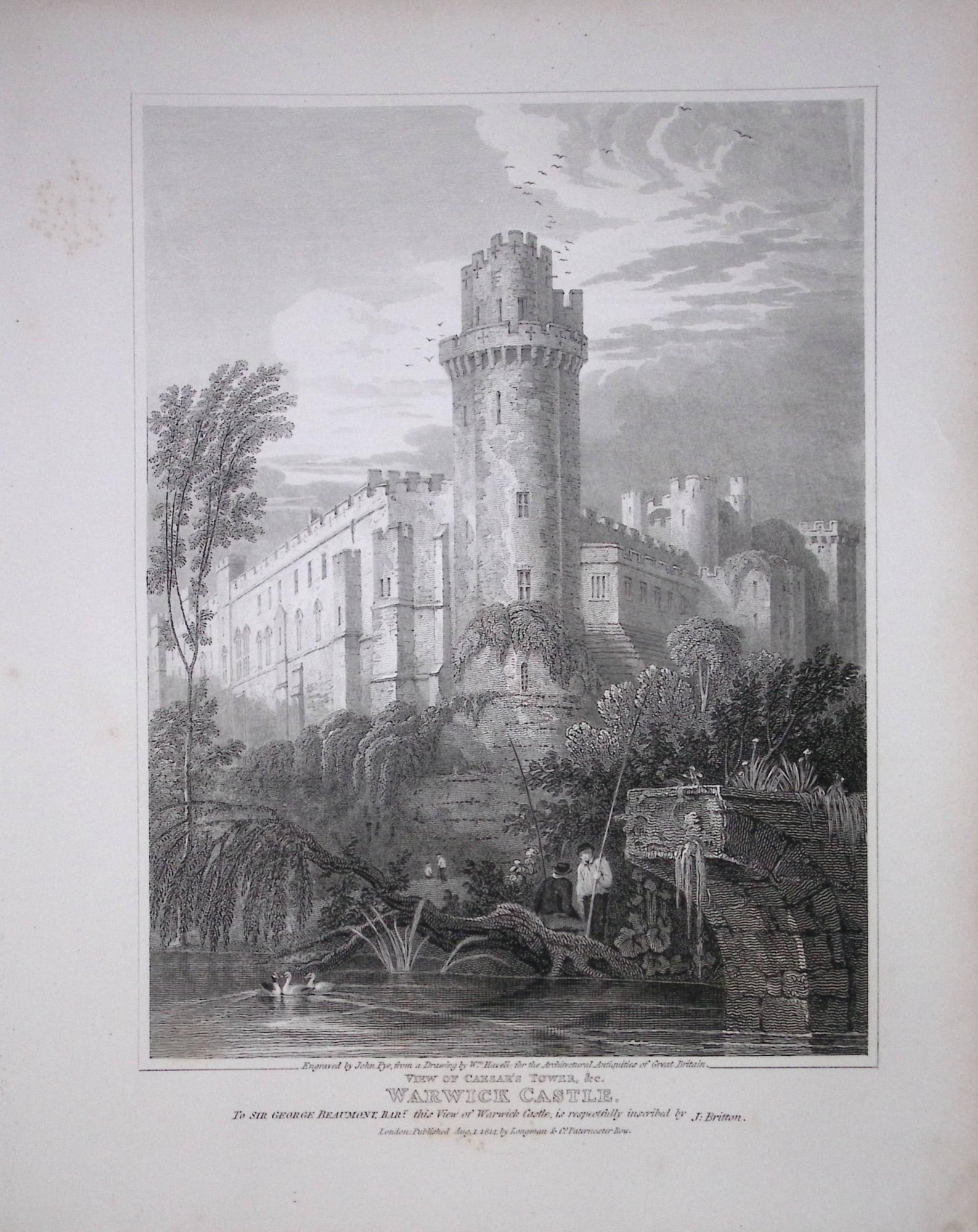 Warwick Castle Warwick 190 Years-Old Rare John Britton Antique Steel Engraving-124: Title: Warwick Castle Warwick 190 Years-Old Rare John Britton Antique Steel Engraving-124 Description: This 191 Years-Old Steel Gilt-Edged Engraved Plate Has Been Removed from an Antique Edition of.