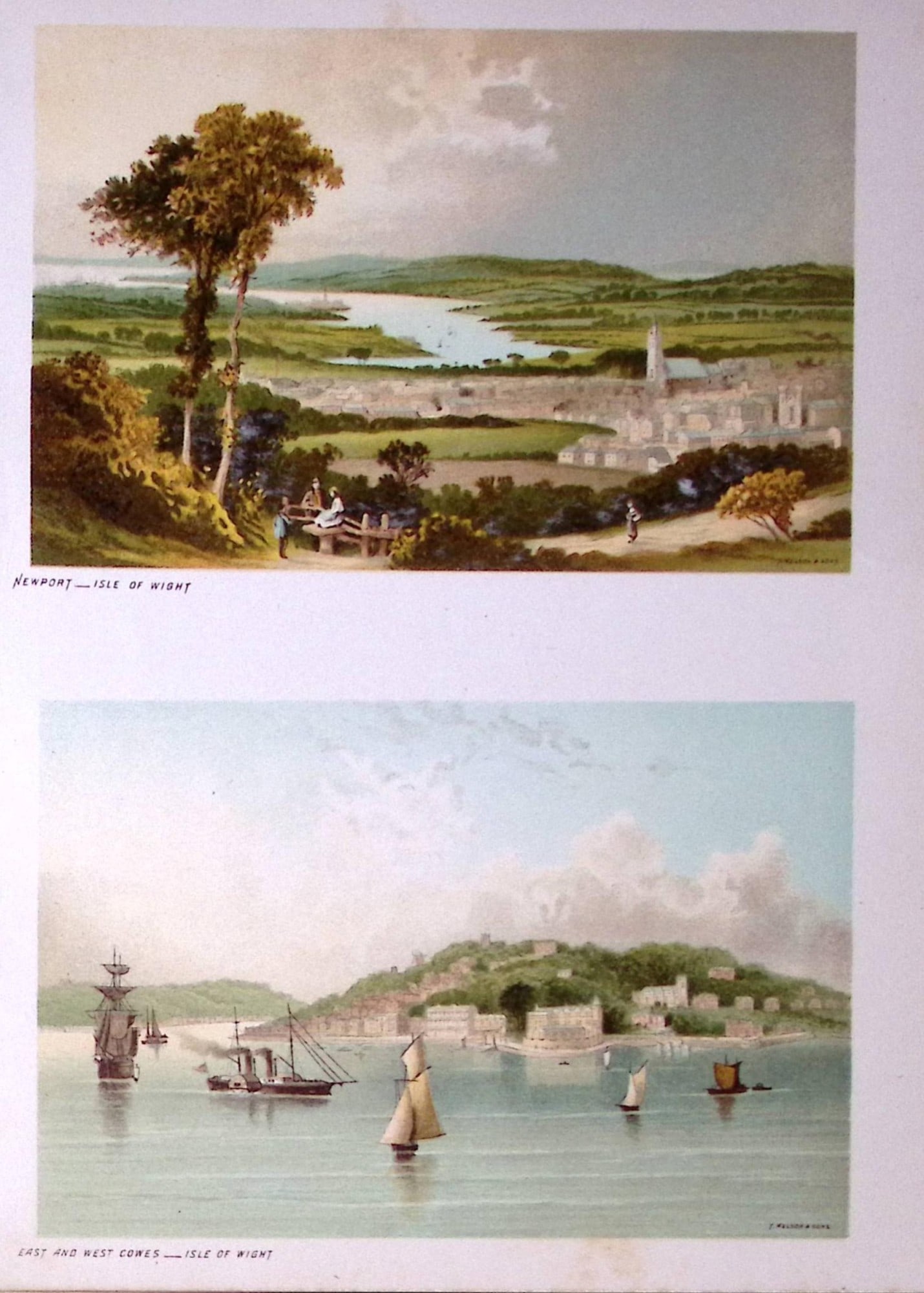 Isle of Wight Newport & East And West Cowes Victorian Antique Double Print-53: Title: Isle of Wight Newport & East And West Cowes Victorian Antique Double Print-53 Description: This Antique Illustration Has Been Removed from a First Edition of. English Sce