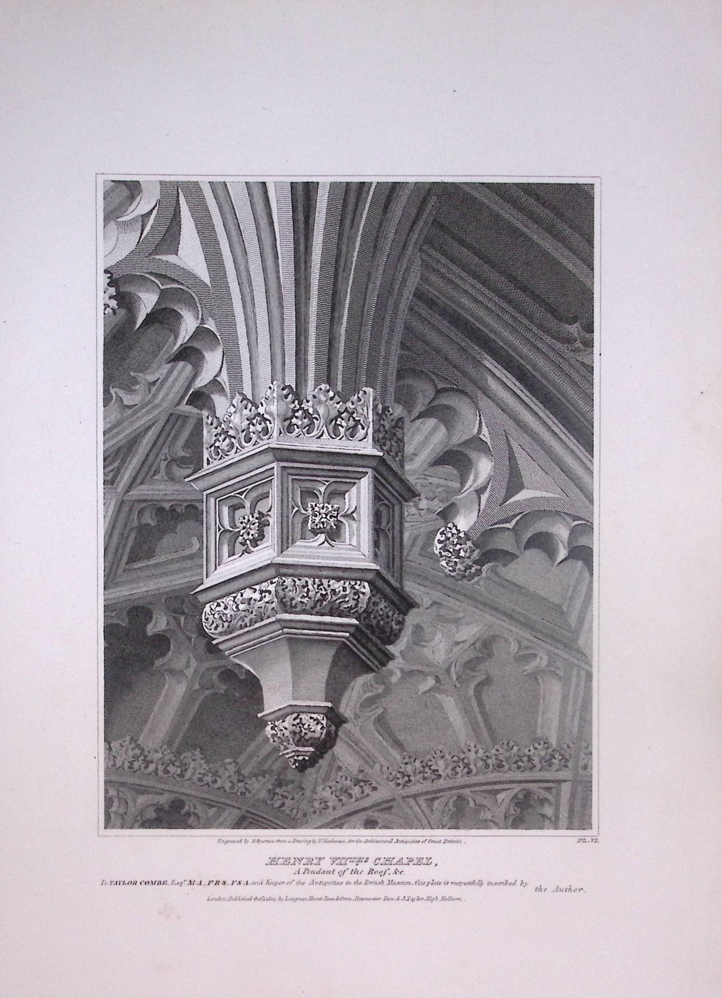 Henry VII Chapel Westminster Abbey 190 Years-Old John Britton Antique Steel Engraving-304: Title: Henry VII Chapel Westminster Abbey 190 Years-Old John Britton Antique Steel Engraving-304 Description: This 191 Years-Old Steel Gilt-Edged Engraved Plate Has Been Removed from an Antique