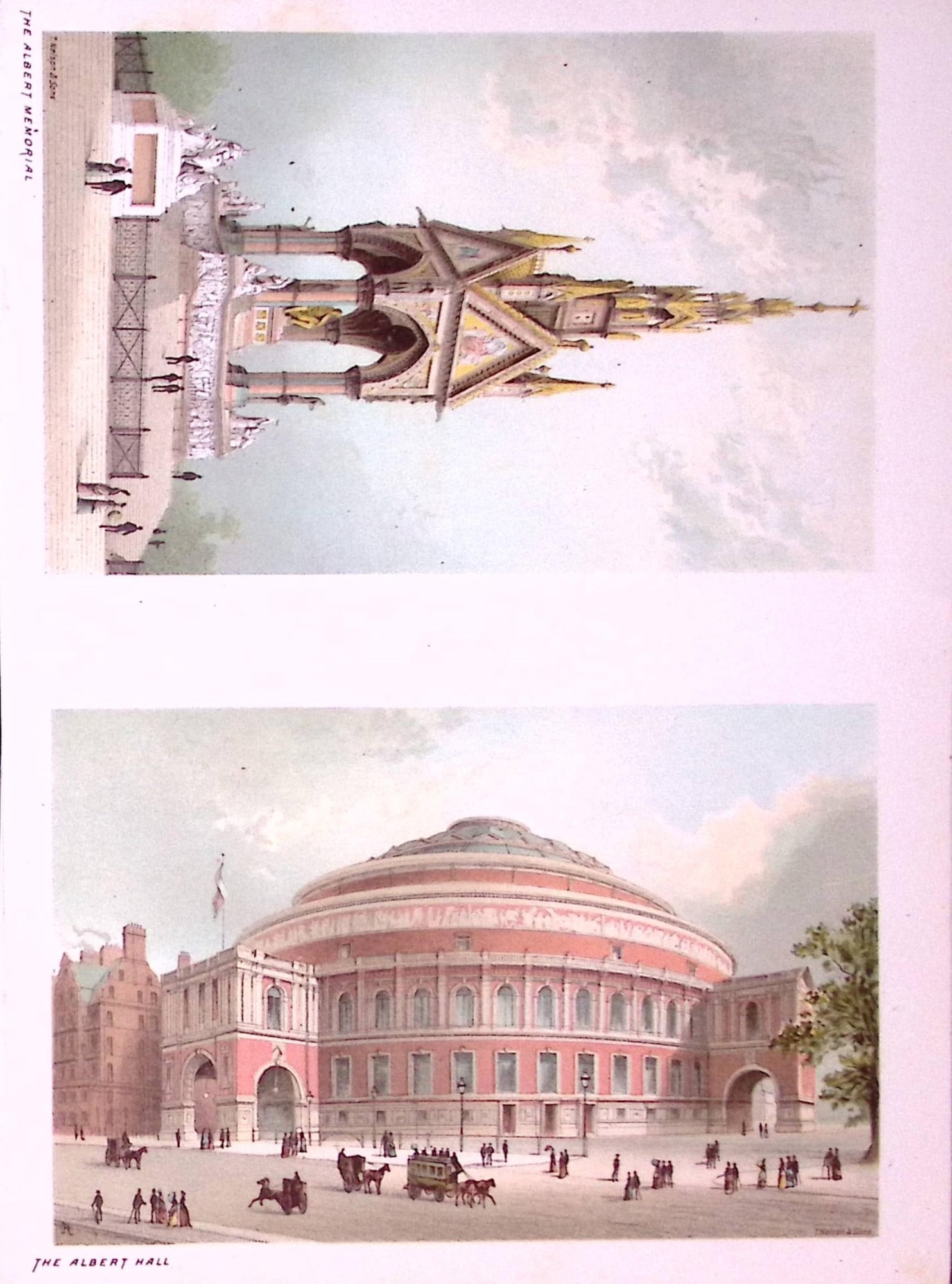 London The Albert Halls & Albert Memorial Victorian Antique Double Print-12: Title: London The Albert Halls & Albert Memorial Victorian Antique Double Print-12 Description: This Antique Illustration Has Been Removed from a First Edition of. English Scenery Cities,