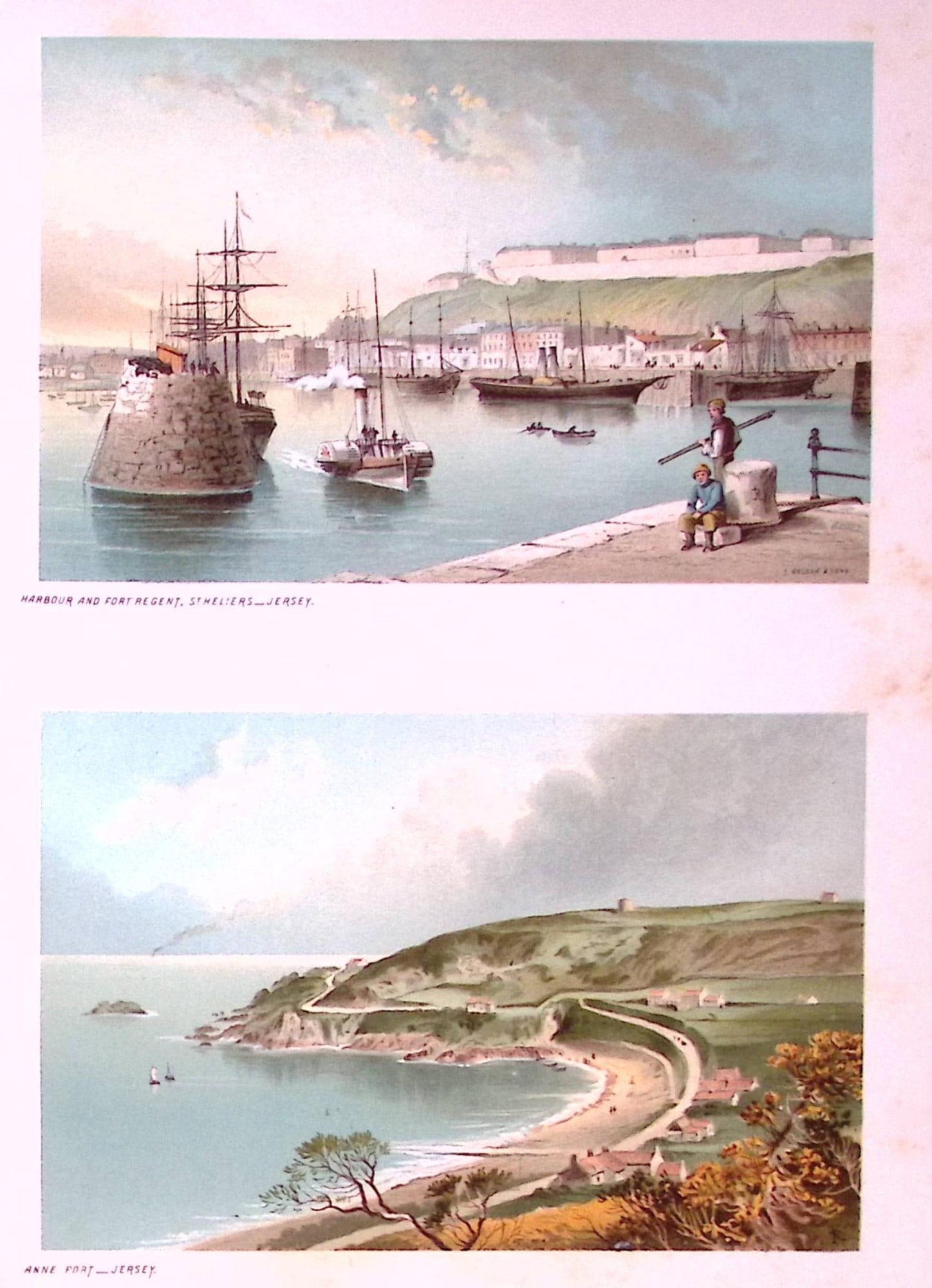 Jersey St Heliers Harbour & Anne Port Victorian Antique Double Print-42: Title: Jersey St Heliers Harbour & Anne Port Victorian Antique Double Print-42 Description: This Antique Illustration Has Been Removed from a First Edition of. English Scenery Cities, Lakes
