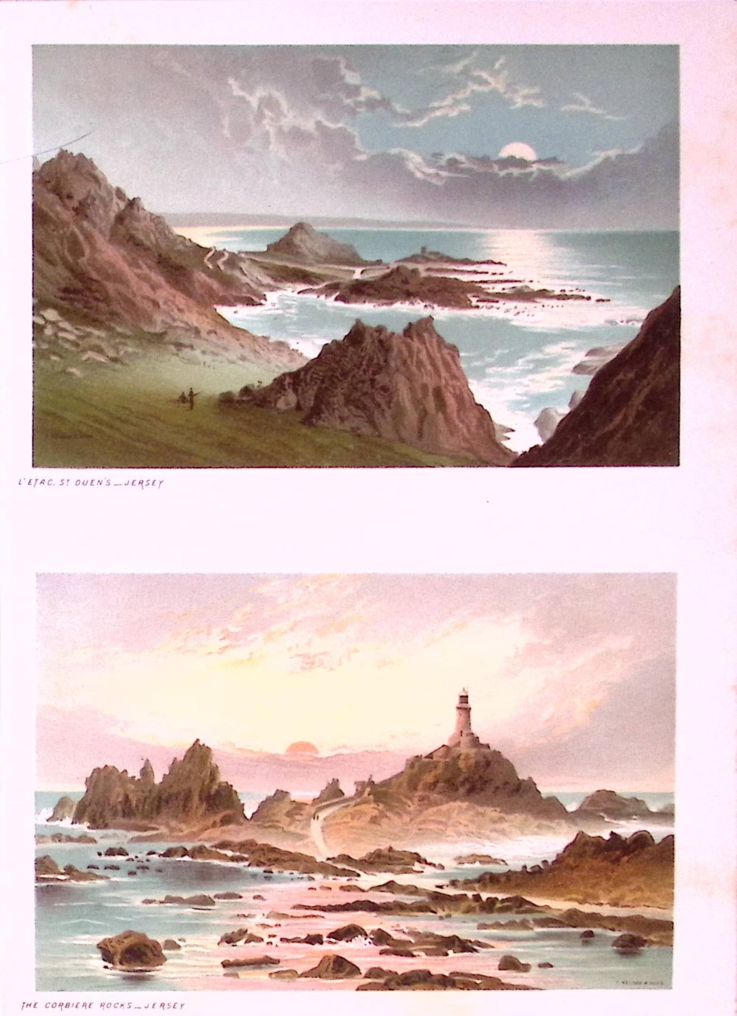 Jersey l’etac St Quens & Corbiere Rocks Victorian Antique Double Print-41: Title: Jersey l’etac St Quens & Corbiere Rocks Victorian Antique Double Print-41 Description: This Antique Illustration Has Been Removed from a First Edition of. English Scenery