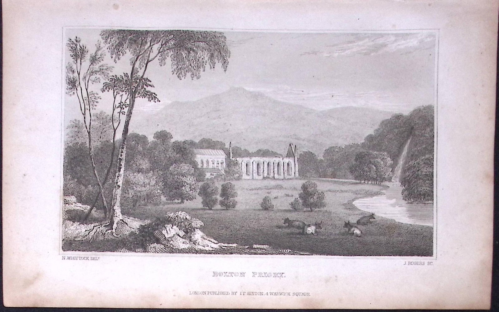 Bolton Priory Yorkshire 198 Years-Old Thomas Allen Antique Steel Engraving-30: Title: Bolton Priory Yorkshire 198 Years-Old Thomas Allen Antique Steel Engraving-30 Description: This 198 Years-Old Steel Engraved Plate Has Been Removed from an Antique Edition of. A New and