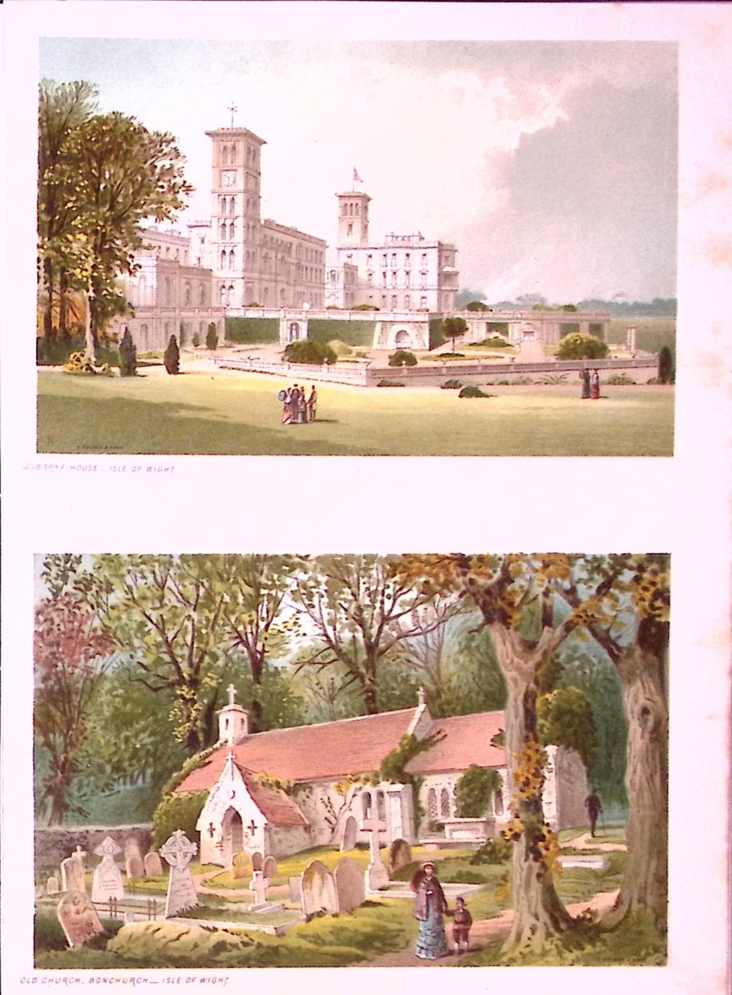 Isle of Wight Osbourne House & Bonchurch Victorian Antique Double Print-58: Title: Isle of Wight Osbourne House & Bonchurch Victorian Antique Double Print-58 Description: This Antique Illustration Has Been Removed from a First Edition of. English Scenery Citi