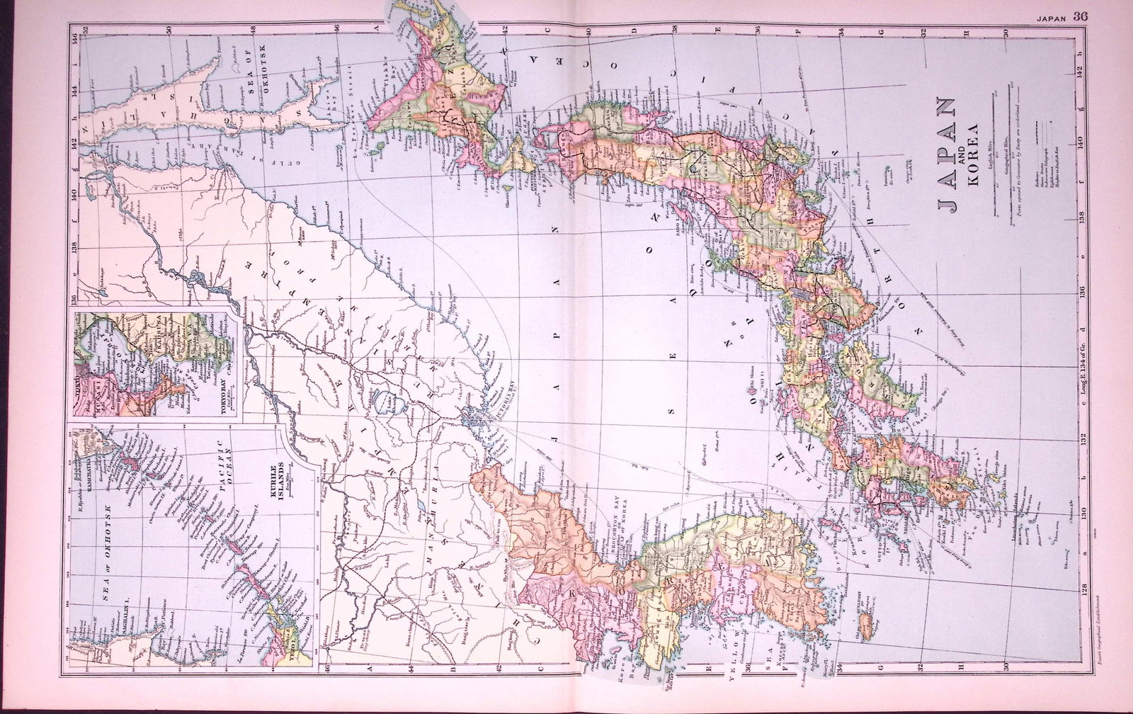 Japan & Korea 120-Year-Old Large Antique Map by G.W. Bacon-36: Title: Japan & Korea 120-Year-Old Large Antique Map by G.W. Bacon-36 Description: This Antique Map Has Been Removed from an Edition of. Bacons Popular Atlas of The World. Published In 1906 