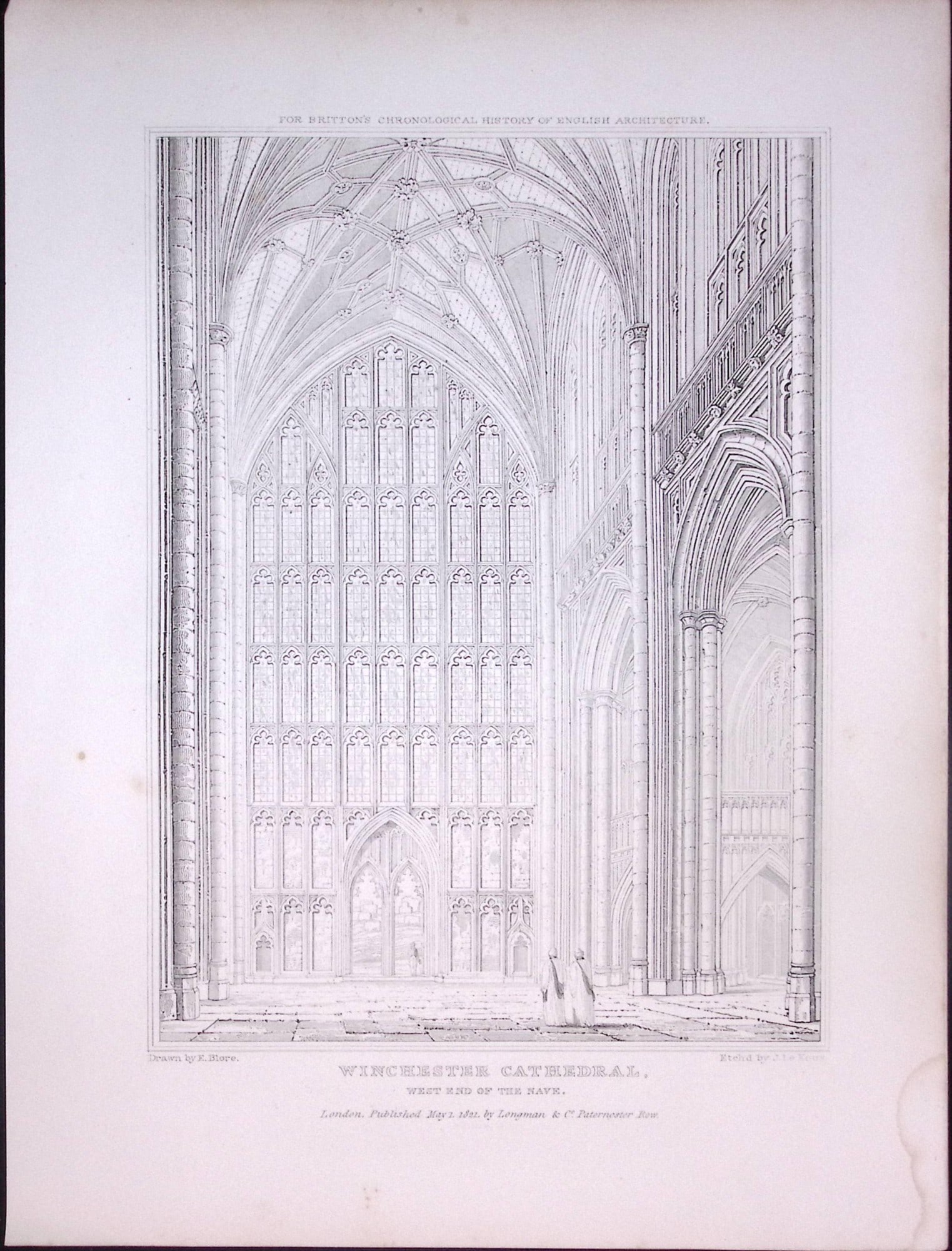 Winchester Cathedral 190 Years-Old John Britton Antique Steel Engraving-326.: Title: Winchester Cathedral 190 Years-Old John Britton Antique Steel Engraving-326. Description: This 191 Years-Old Steel Gilt-Edged Engraved Plate Has Been Removed from an Antique Edition of.