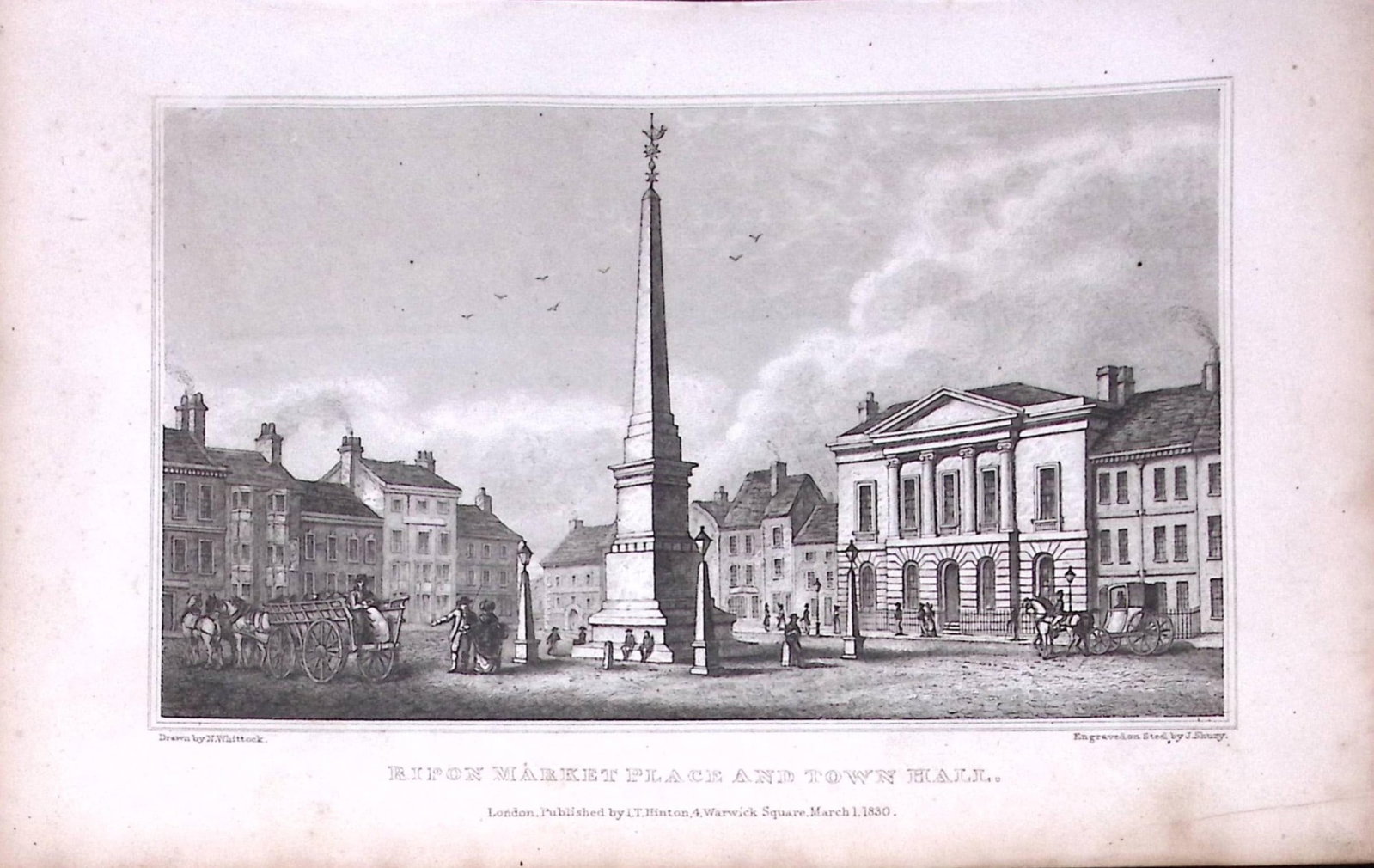 Ripon Market Place Yorkshire 198 Years-Old Thomas Allen Antique Steel Engraving-26: Title: Ripon Market Place Yorkshire 198 Years-Old Thomas Allen Antique Steel Engraving-26 Description: This 198 Years-Old Steel Engraved Plate Has Been Removed from an Antique Edition of. A New and