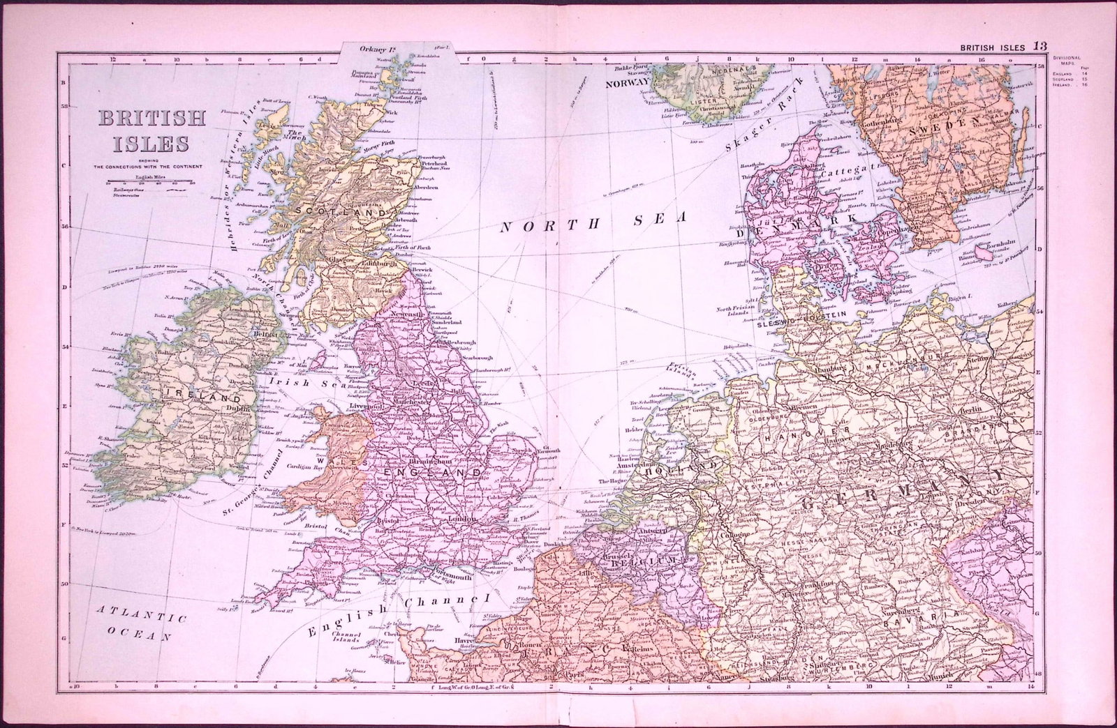 The British Isles 120-Year-Old Large Coloured Antique Map by G.W. Bacon-13 (1 of 2)