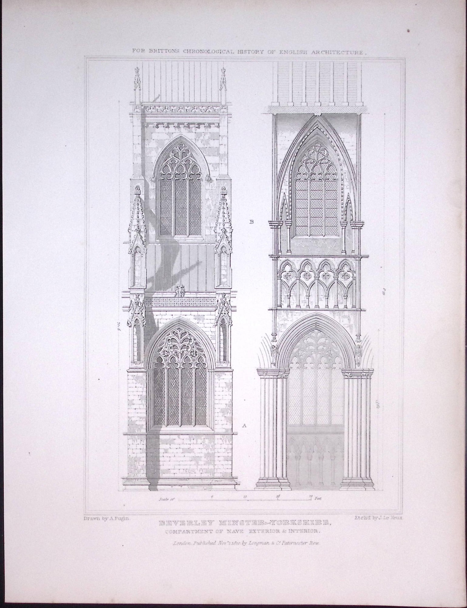 Beverley Minster Yorkshire 190 Years-Old John Britton Antique Steel Engraving-309: Title: Beverley Minster Yorkshire 190 Years-Old John Britton Antique Steel Engraving-309 Description: This 191 Years-Old Steel Gilt-Edged Engraved Plate Has Been Removed from an Antique Editi