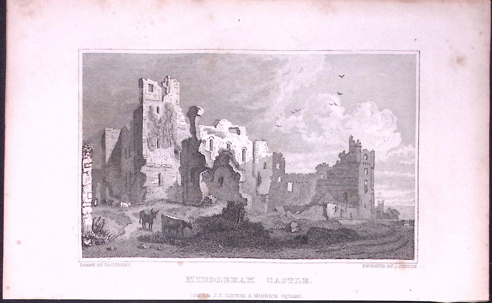 Middleham Castle Yorkshire 198 Years-Old Thomas Allen Antique Steel Engraving-11: Title: Middleham Castle Yorkshire 198 Years-Old Thomas Allen Antique Steel Engraving-11 Description: This 198 Years-Old Steel Engraved Plate Has Been Removed from an Antique Edition of. A New and