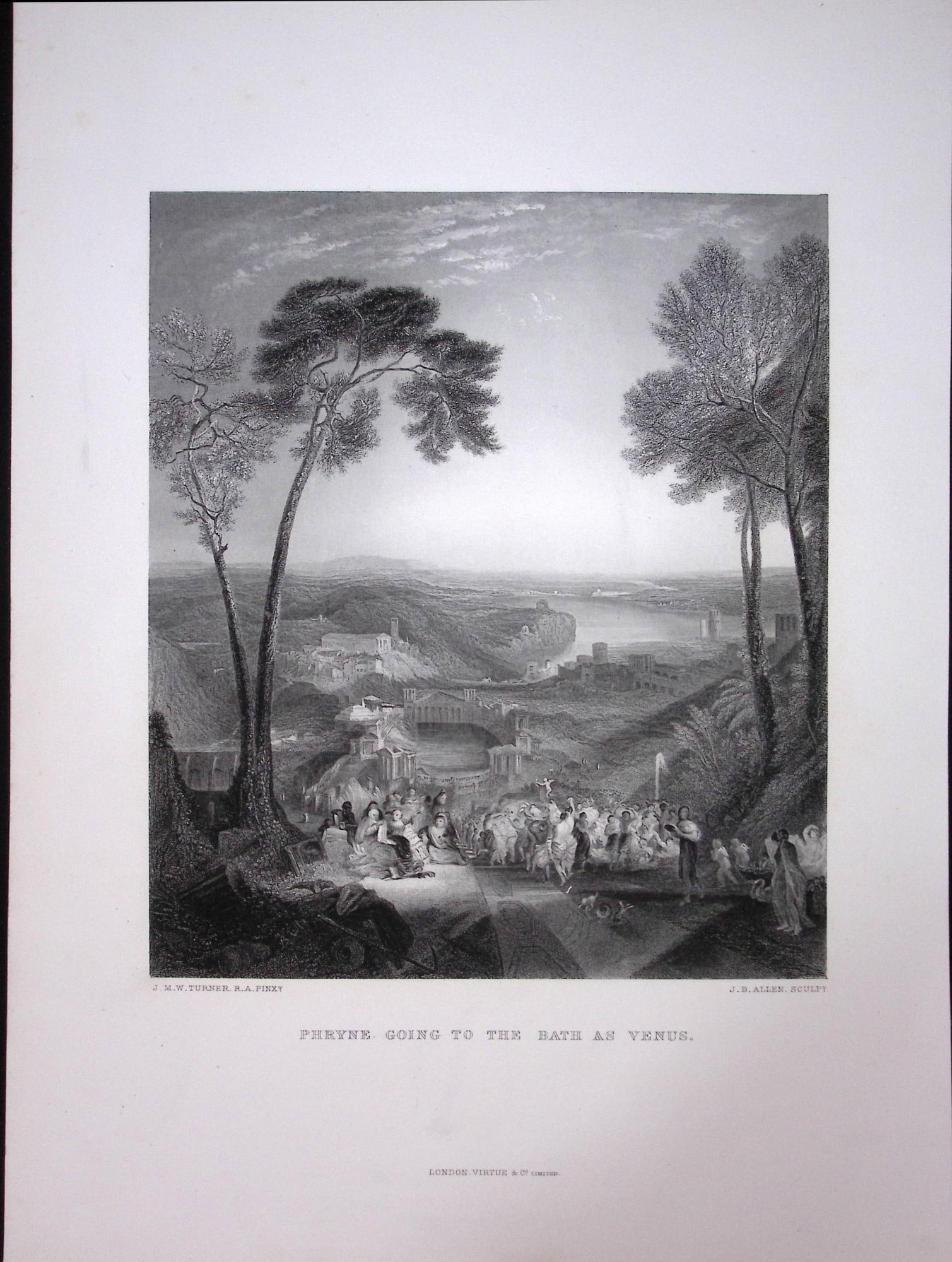 J.M.W Turner Phryne To The Bath as Venus Antique Steel Engraving-73a-TR: Title: J.M.W Turner Phryne To The Bath as Venus Antique Steel Engraving-73a-TR Description: This Antique Steel-Engraving Was Removed from an Edition Of. The Turner Gallery a Series