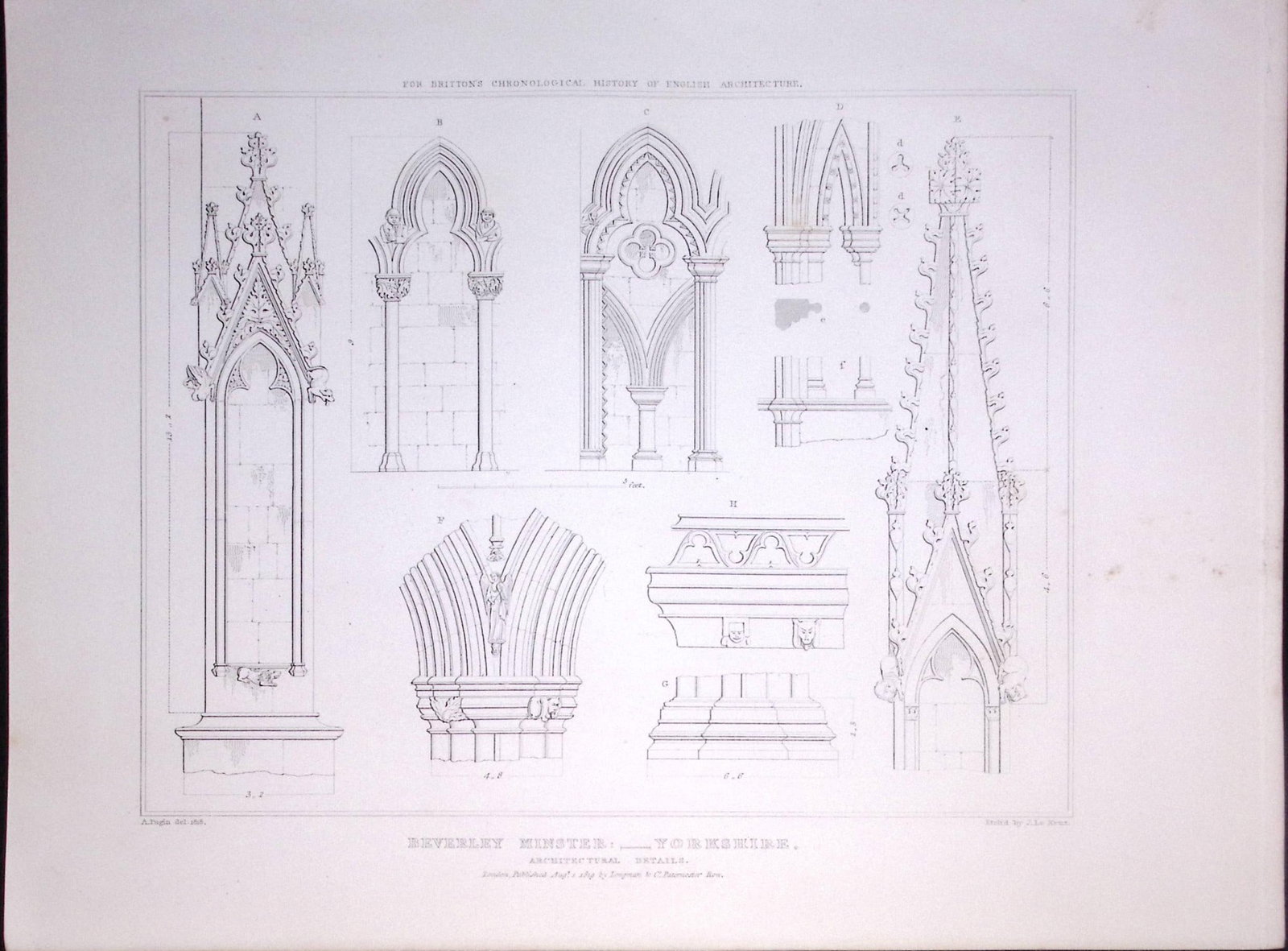 Beverley Minster Yorkshire 190 Years-Old John Britton Antique Steel Engraving-310: Title: Beverley Minster Yorkshire 190 Years-Old John Britton Antique Steel Engraving-310 Description: This 191 Years-Old Steel Gilt-Edged Engraved Plate Has Been Removed from an Antique Edition