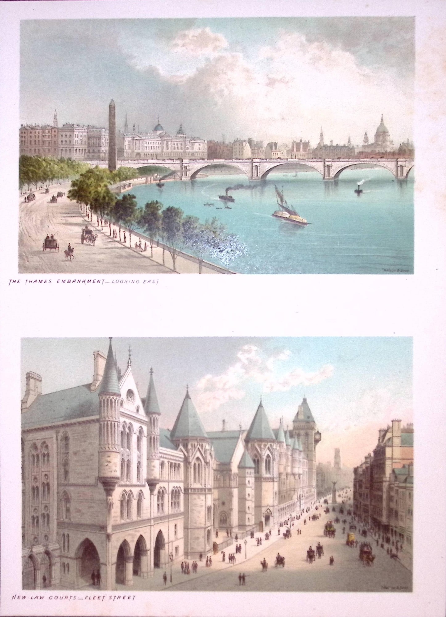 London Thames Embarkment & The Law Courts Victorian Antique Print-2: Title: London Thames Embarkment & The Law Courts Victorian Antique Print-2 Description: This Antique Illustration Has Been Removed from a First Edition of. English Scenery Cities, Lakes and