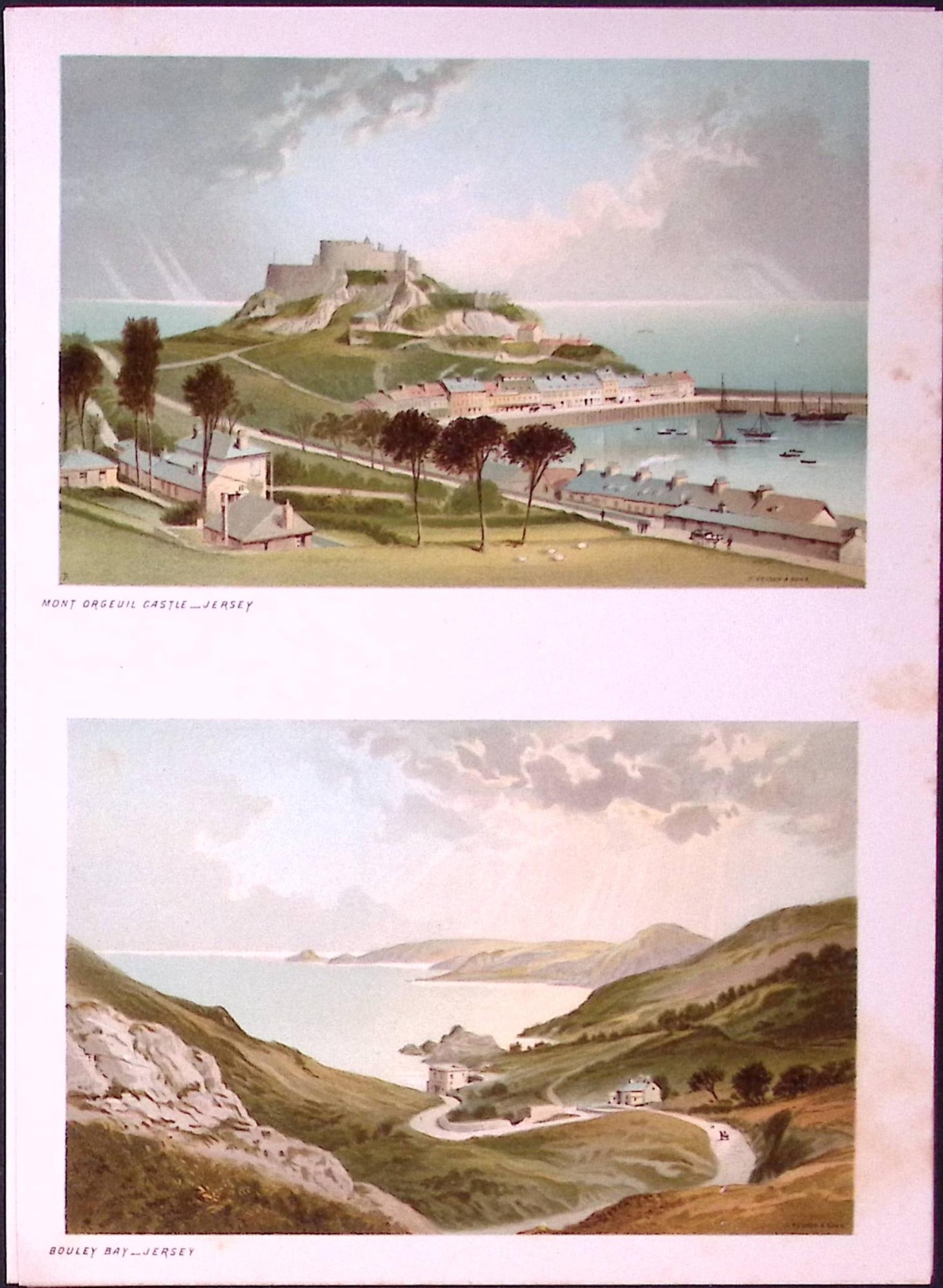 Jersey Bouley Bay Mount Orgeuil Castle Victorian Antique Double Print-37: Title: Jersey Bouley Bay Mount Orgeuil Castle Victorian Antique Double Print-37 Description: This Antique Illustration Has Been Removed from a First Edition of. English Scenery Cities, Lakes