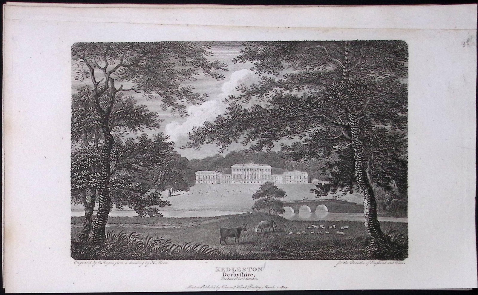 Kedleston Derbyshire Antique 223 Years-Old Georgian Steel-Engraving-30: Title: Kedleston Derbyshire Antique 223 Years-Old Georgian Steel-Engraving-30 Description: This Derbyshire Georgian Antique Print Was Removed from a First Edition of. The Beauties of England an