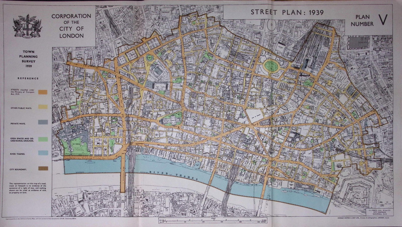 City of London Town Planning Survey 1939 New Street Plan 1944 Map-15.: Title: City of London Town Planning Survey 1939 New Street Plan 1944 Map-15. Description: This is a Large Folding Map and Measures Approx 33.5 x 57.5 (cm) 13.25 x 22.5 (Inches). This Vintage Co