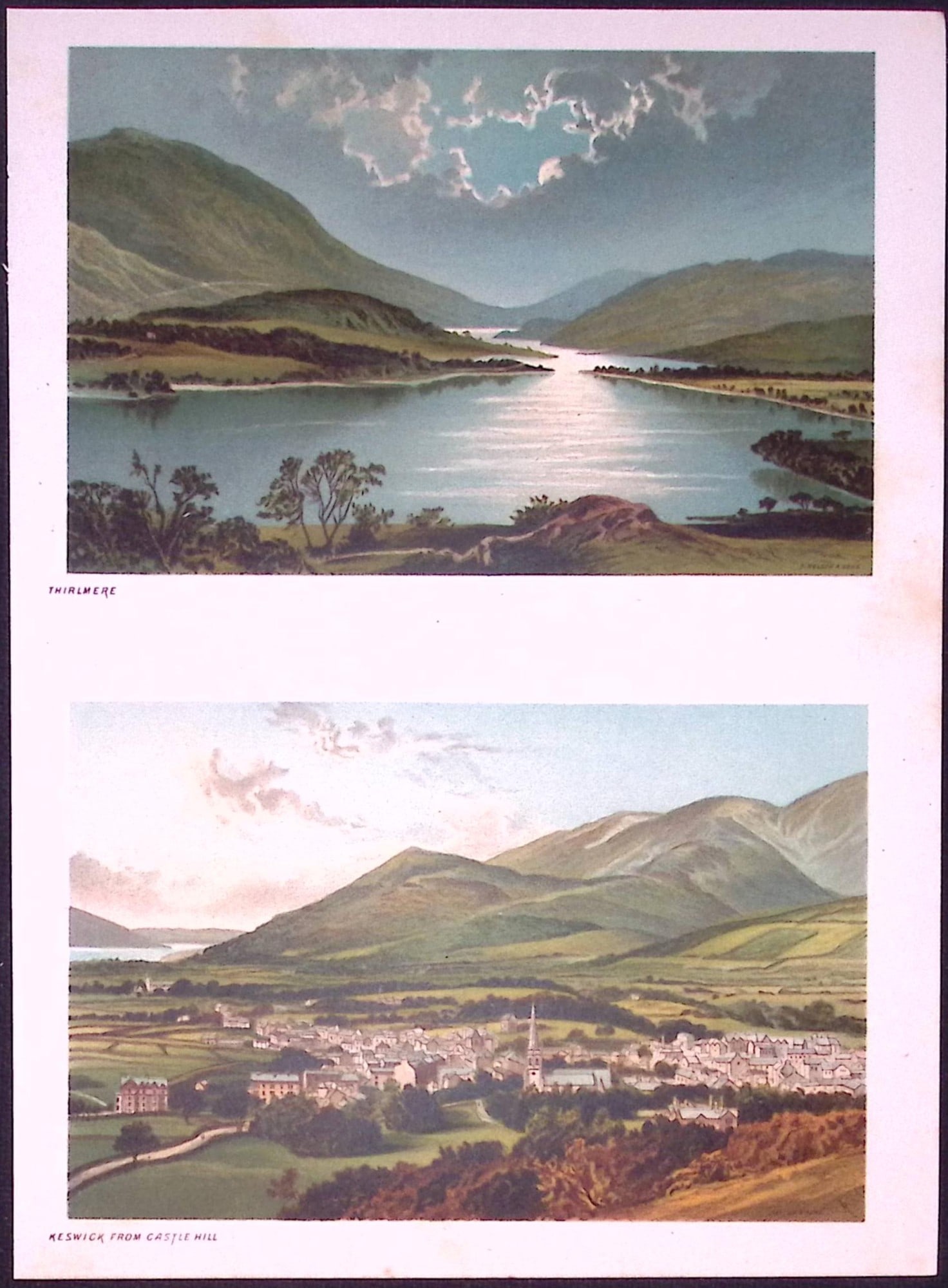 The Lake District Keswick & Thirlmere Victorian Antique Double Print-16: Title: The Lake District Keswick & Thirlmere Victorian Antique Double Print-16 Description: This Antique Illustration Has Been Removed from a First Edition of. English Scenery Cities, Lakes