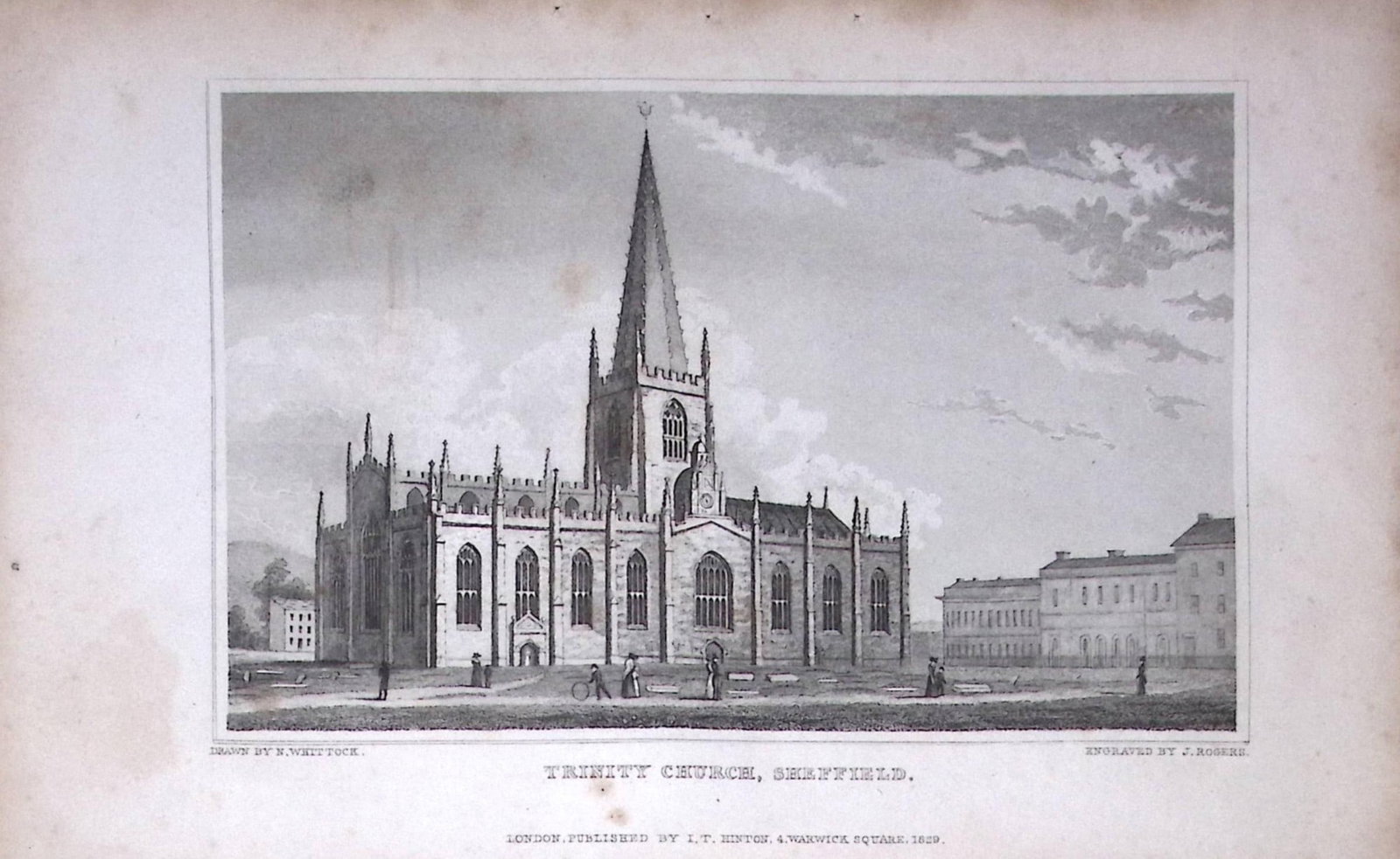 Sheffield Trinity Church Yorkshire 198 Years-Old Thomas Allen Antique Steel Engraving-49 (1 of 1)