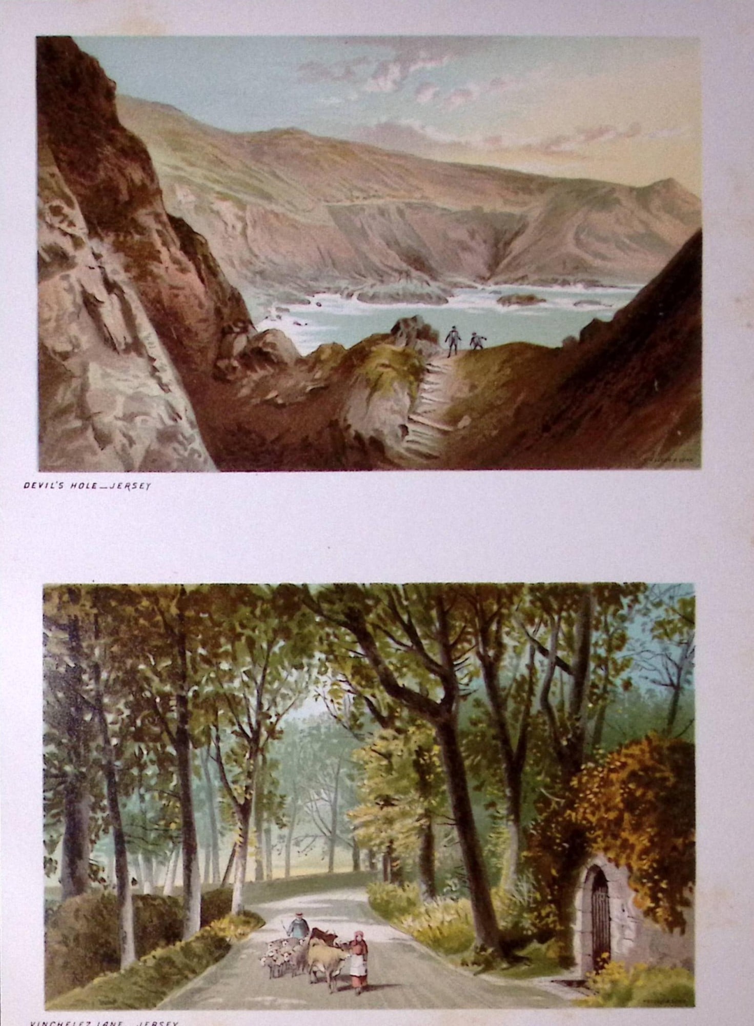 Jersey Devil’s Hole & Vinchelez Lane Victorian Antique Double Print-38a: Title: Jersey Devil’s Hole & Vinchelez Lane Victorian Antique Double Print-38a Description: This Antique Illustration Has Been Removed from a First Edition of. English Scenery C