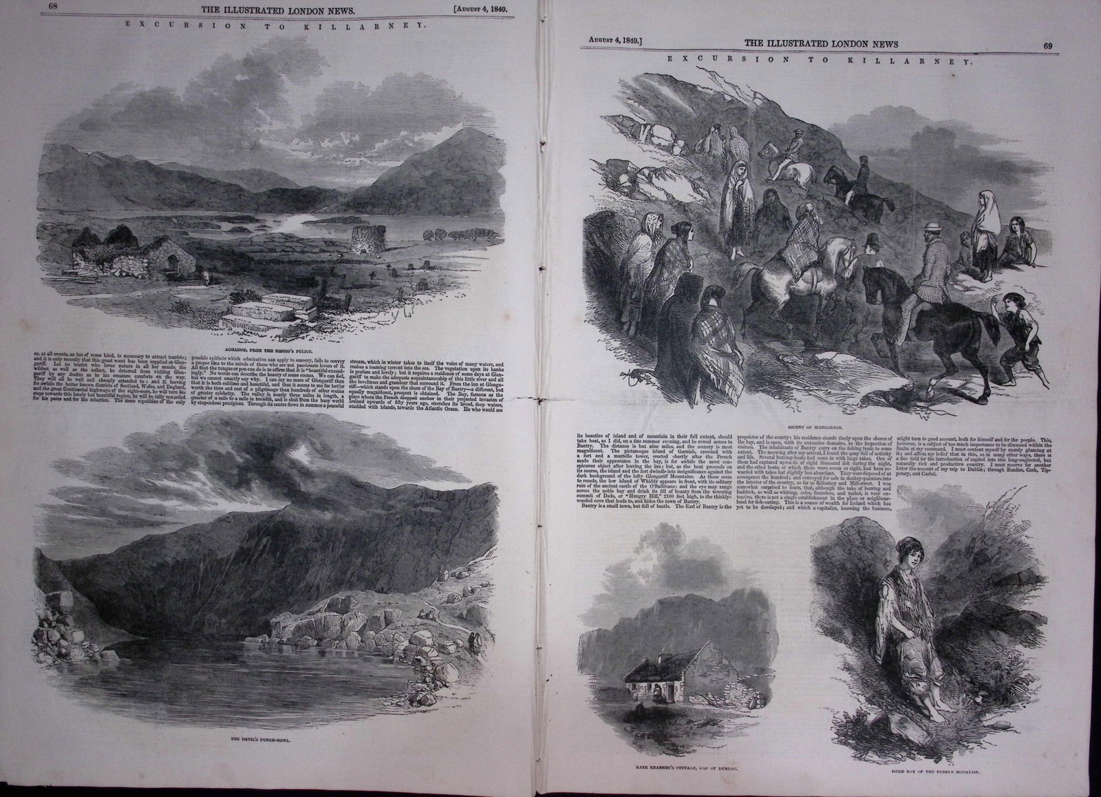 Queen Victoria Royal Tour of Ireland Antique 177-Year-Old Newspaper-4a. - 2