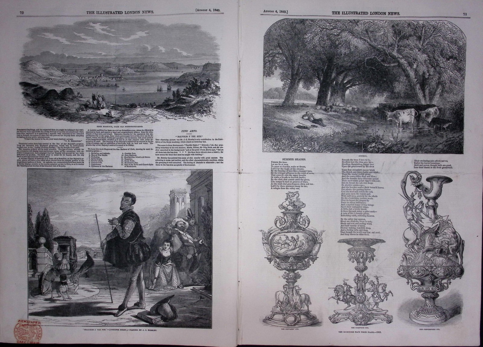 Queen Victoria Royal Tour of Ireland Antique 177-Year-Old Newspaper-4a. - 3