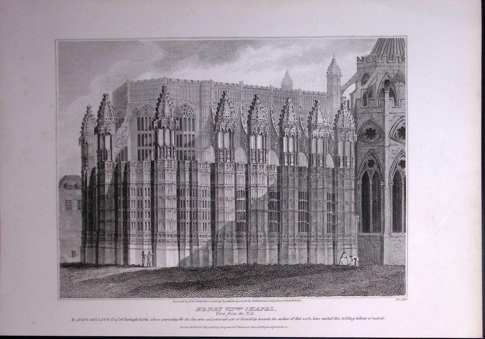 Henry VII Chapel Westminster Abbey 190 Years-Old John Britton Antique Steel Engraving-300: Title: Henry VII Chapel Westminster Abbey 190 Years-Old John Britton Antique Steel Engraving-300 Description: This 191 Years-Old Steel Gilt-Edged Engraved Plate Has Been Removed from an Antique