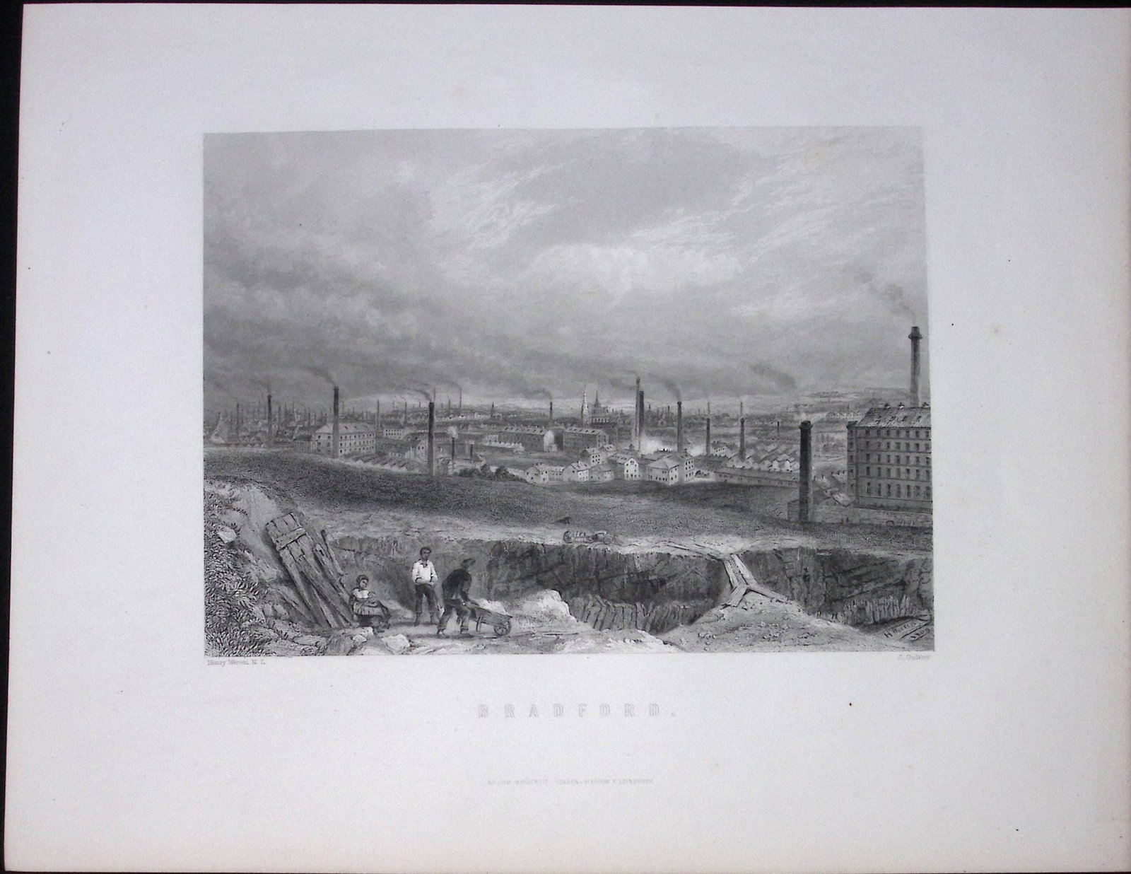 Yorkshire View of The City of Bradford Antique 150 Years-Old Engraving-13: Title: Yorkshire View of The City of Bradford Antique 150 Years-Old Engraving-13 Description: This Antique Print Was Removed from an Edition of. Yorkshire Past and Present by Thomas Baines