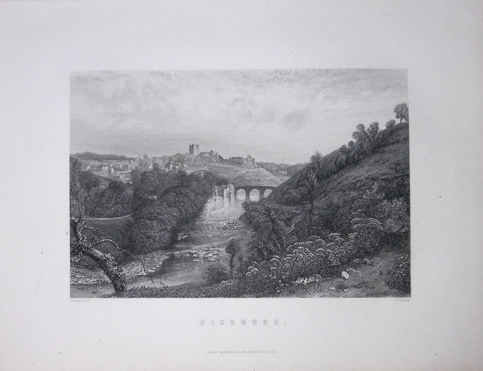 Yorkshire View of Richmond 1875 Victorian Antique 150 Years-Old Engraving-2: Title: Yorkshire View of Richmond 1875 Victorian Antique 150 Years-Old Engraving-2 Description: This Antique Print Was Removed from an Edition of. Yorkshire Past and Present by Thomas Baines