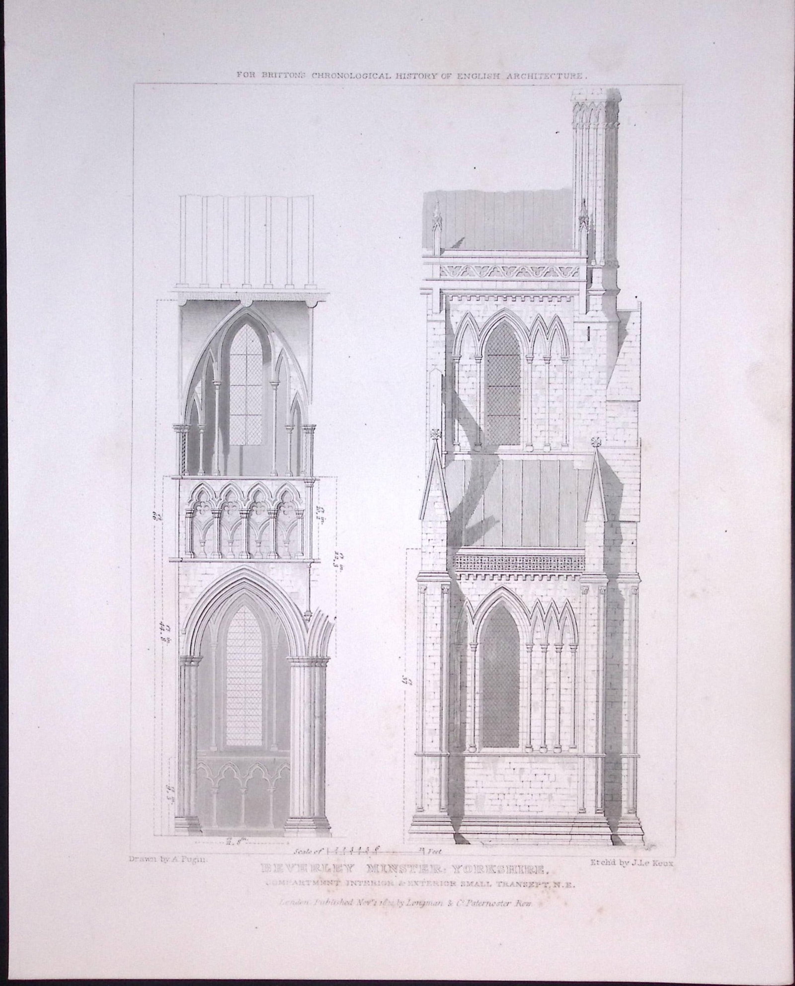 Beverley Minster Yorkshire 190 Years-Old John Britton Antique Steel Engraving-311: Title: Beverley Minster Yorkshire 190 Years-Old John Britton Antique Steel Engraving-311 Description: This 191 Years-Old Steel Gilt-Edged Engraved Plate Has Been Removed from an Antique Edition