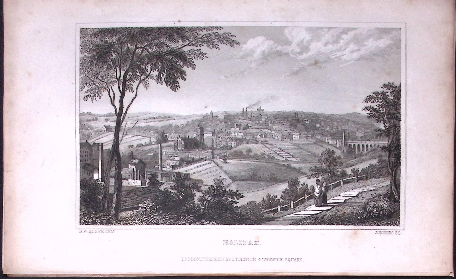 Halifax Town View Yorkshire 198 Years-Old Thomas Allen Antique Steel Engraving-43: Title: Halifax Town View Yorkshire 198 Years-Old Thomas Allen Antique Steel Engraving-43 Description: This 198 Years-Old Steel Engraved Plate Has Been Removed from an Antique Edition of. A New