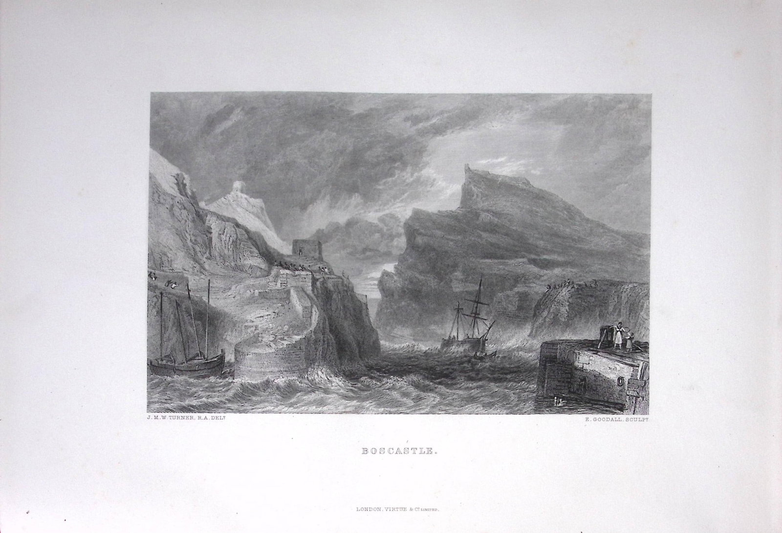 J.M.W Turner View of Boscastle Cornwall Antique Steel Engraving-80-TR: Title: J.M.W Turner View of Boscastle Cornwall Antique Steel Engraving-80-TR Description: This Antique Steel-Engraving Was Removed from an Edition Of. The Turner Gallery a Series of 120