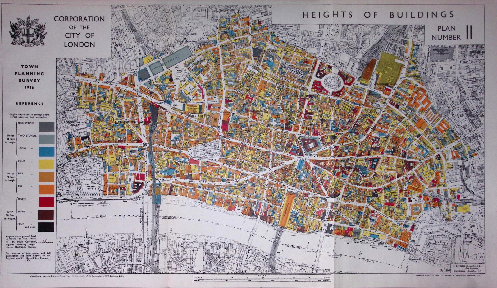City of London Post-War Height of Buildings Plan 1944 Coloured Large Map-1b: Title: City of London Post-War Height of Buildings Plan 1944 Coloured Large Map-1b Description: City of London Post-War Height of Buildings Plan 1944 Coloured Large Map-1b This is a Large Folding Map