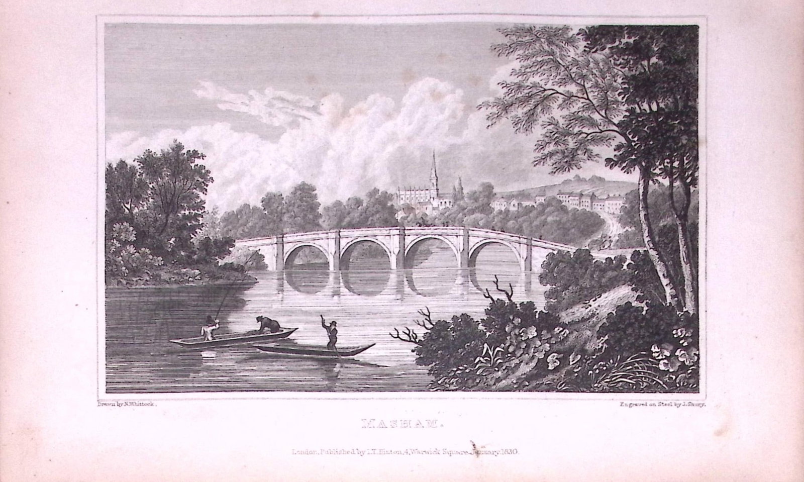 Masham Yorkshire 198 Years-Old Thomas Allen Antique Steel Engraving-13: Title: Masham Yorkshire 198 Years-Old Thomas Allen Antique Steel Engraving-13 Description: This 198 Years-Old Steel Engraved Plate Has Been Removed from an Antique Edition of. A New and Complete