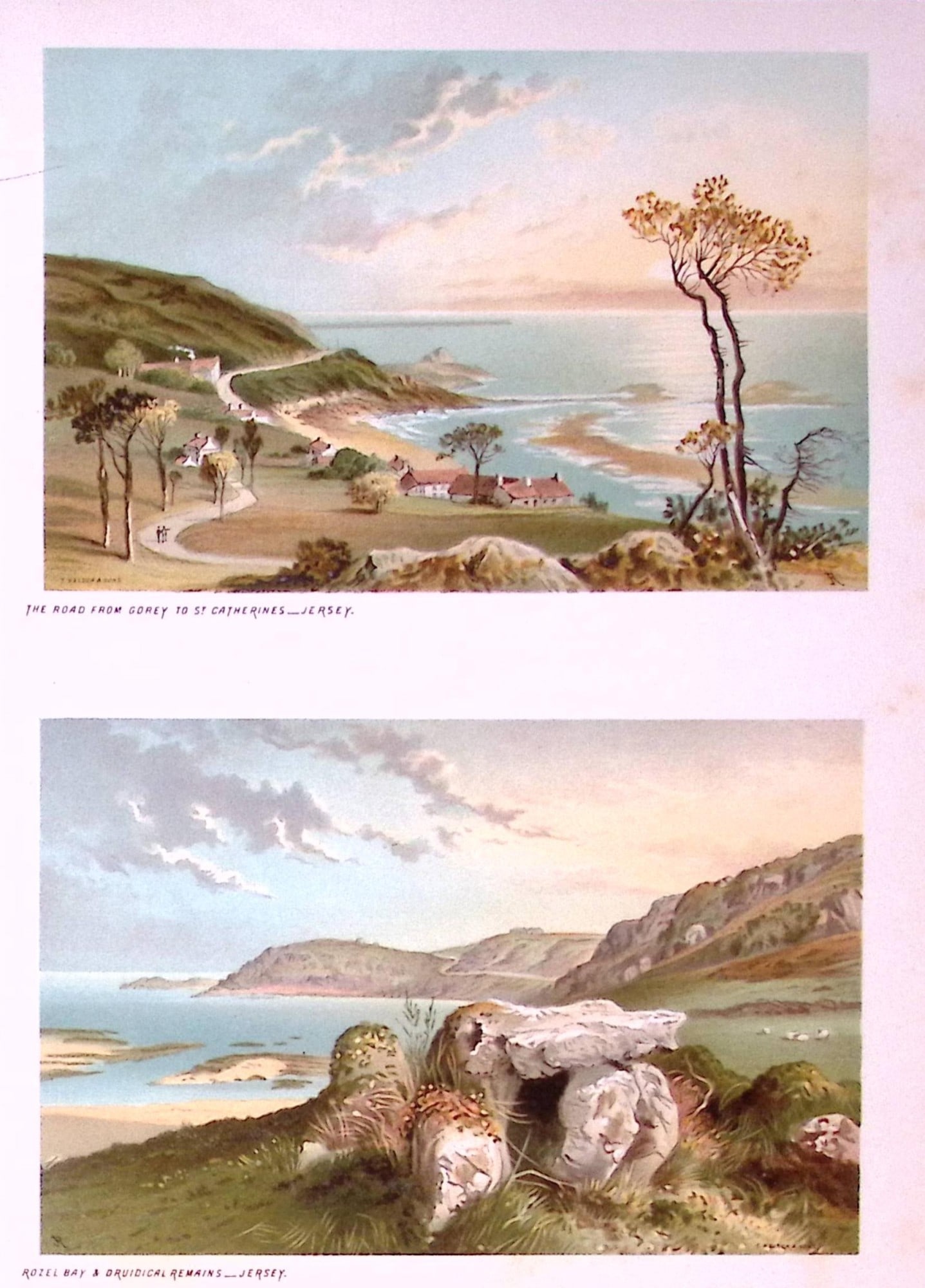 Jersey Gorey To St Catherines & Rozel Bay Victorian Antique Double Print-43: Title: Jersey Gorey To St Catherines & Rozel Bay Victorian Antique Double Print-43 Description: This Antique Illustration Has Been Removed from a First Edition of. English Scenery Cities,