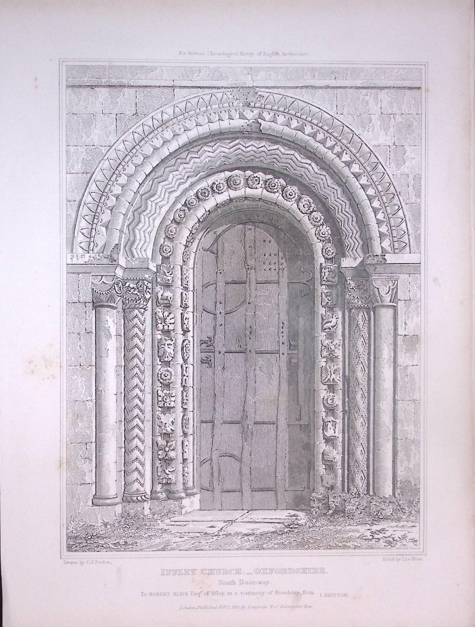 Iffley Church Oxford 190 Years-Old John Britton Antique Steel Engraving-327.: Title: Iffley Church Oxford 190 Years-Old John Britton Antique Steel Engraving-327. Description: This 191 Years-Old Steel Gilt-Edged Engraved Plate Has Been Removed from an Antique Edition of.