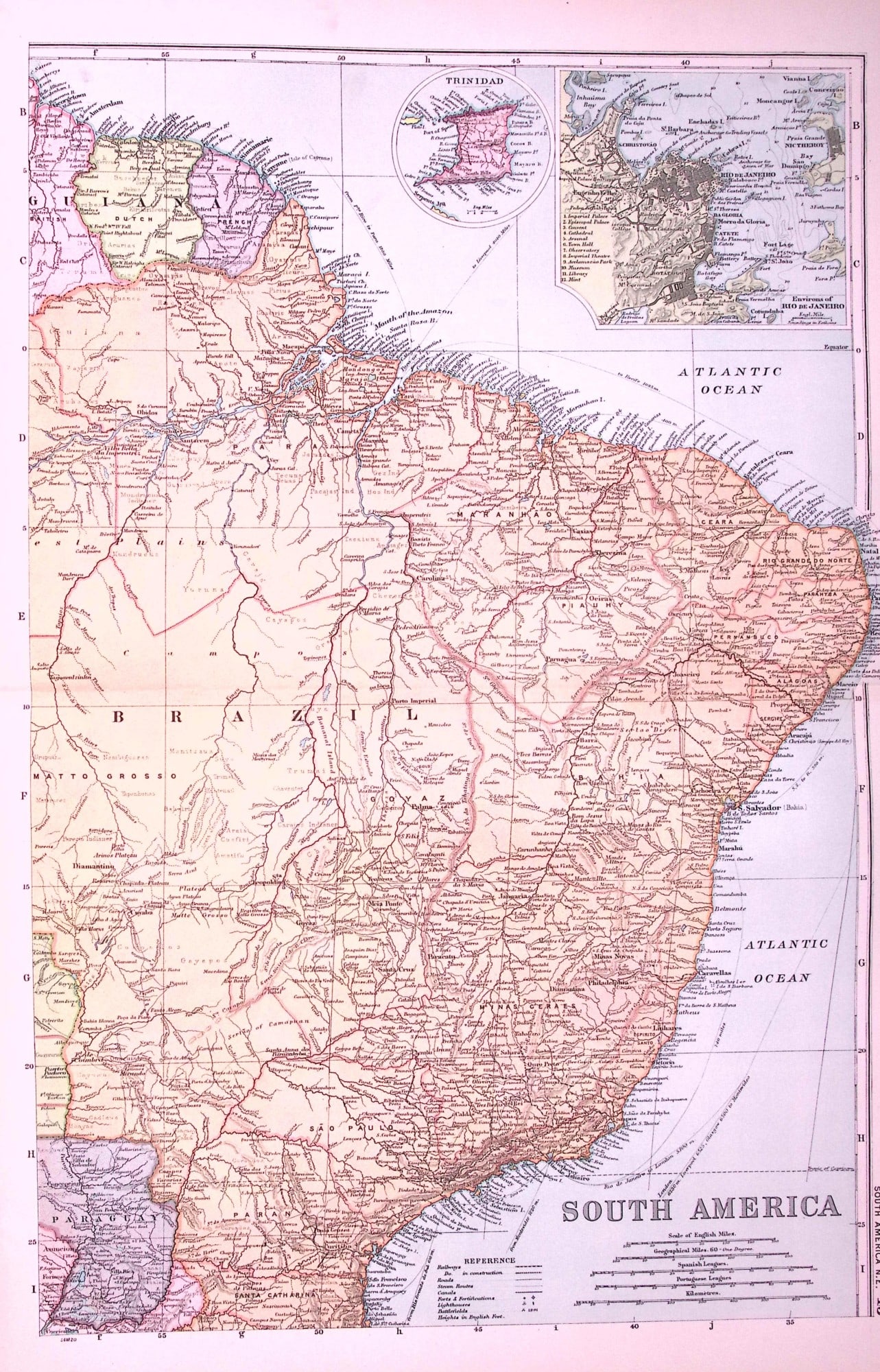 South America North East 120-Year-Old Large Antique Map by G.W. Bacon-45: Title: South America North East 120-Year-Old Large Antique Map by G.W. Bacon-45 Description: This Antique Map Has Been Removed from an Edition of. Bacons Popular Atlas of The World. Publish