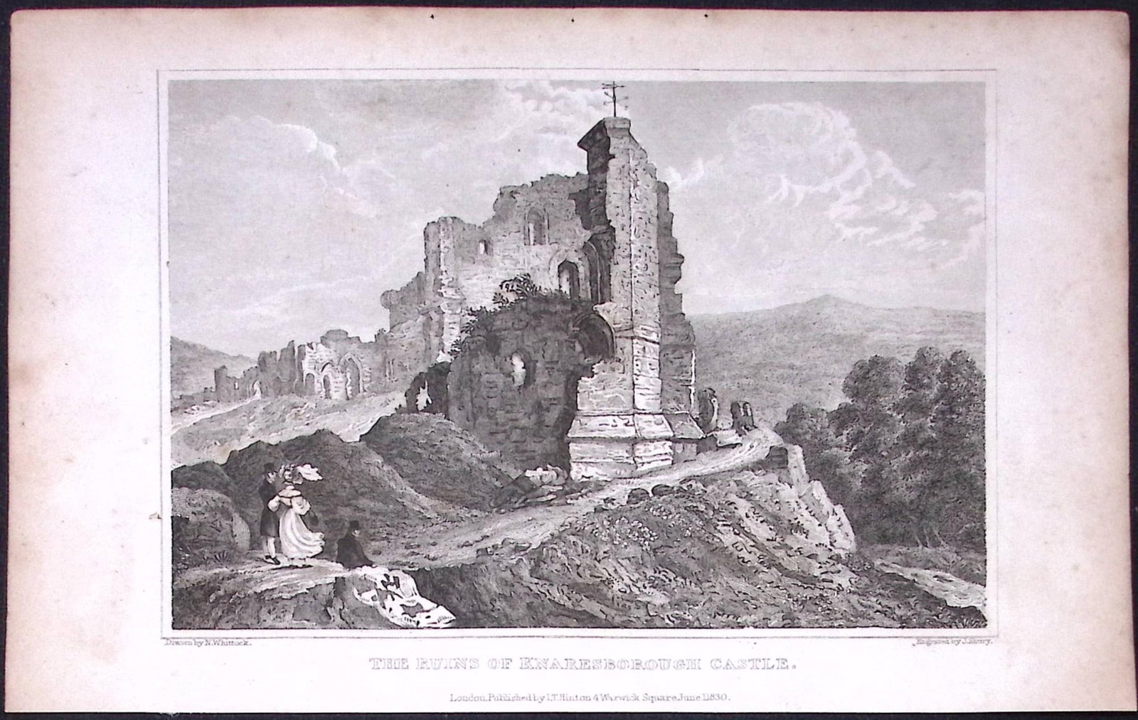 Knaresborough Castle Yorkshire 198 Years-Old Thomas Allen Antique Steel Engraving-23: Title: Knaresborough Castle Yorkshire 198 Years-Old Thomas Allen Antique Steel Engraving-23 Description: This 198 Years-Old Steel Engraved Plate Has Been Removed from an Antique Edition of. A New and