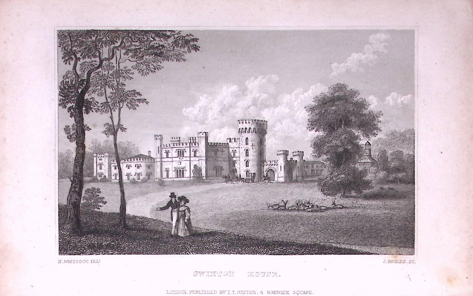 Swinton House Yorkshire 198 Years-Old Thomas Allen Antique Steel Engraving-12: Title: Swinton House Yorkshire 198 Years-Old Thomas Allen Antique Steel Engraving-12 Description: This 198 Years-Old Steel Engraved Plate Has Been Removed from an Antique Edition of. A New and