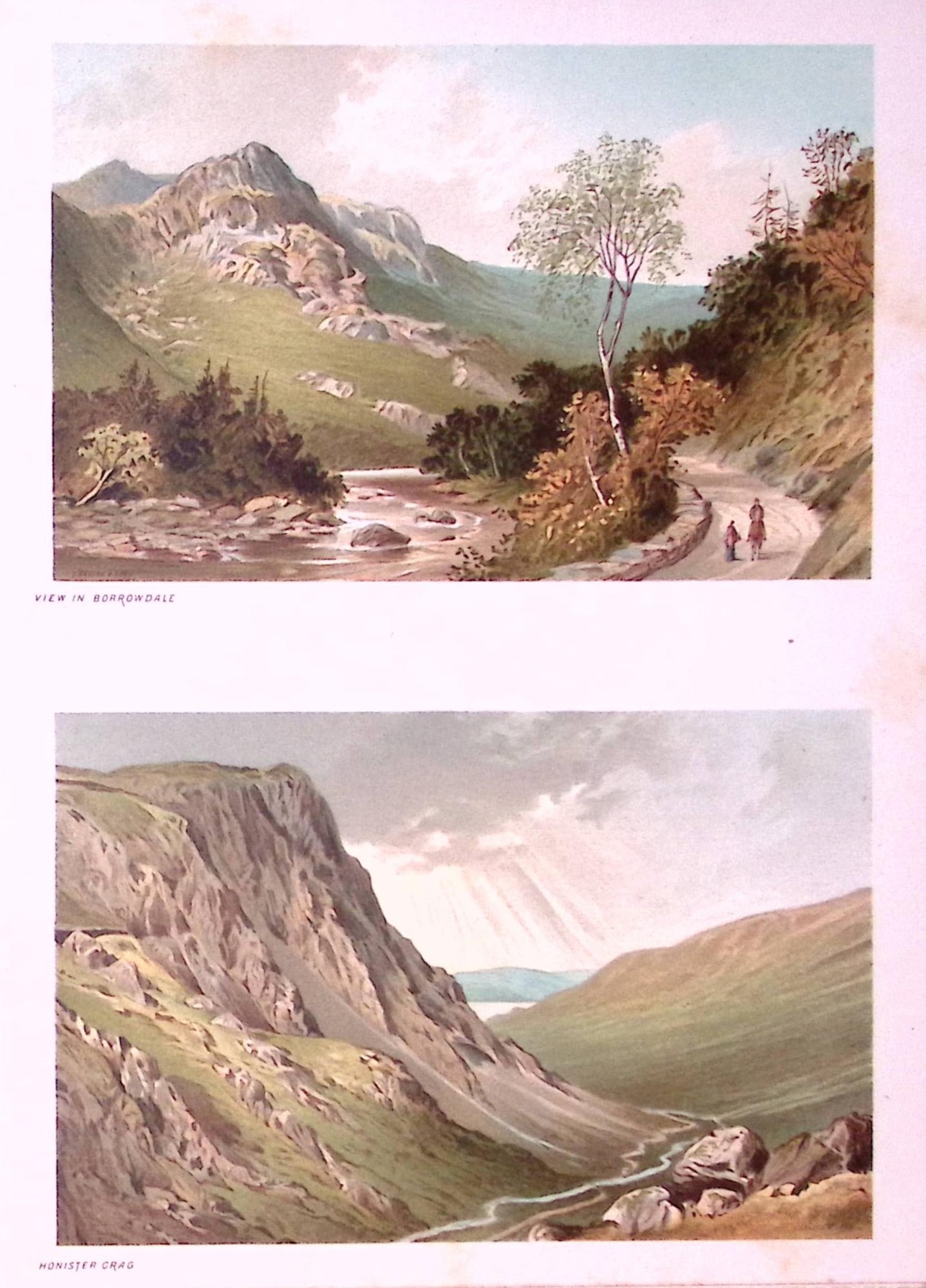 The Lakes Borrowdale & Monister Crag Victorian Antique Double Print-18: Title: The Lakes Borrowdale & Monister Crag Victorian Antique Double Print-18 Description: This Antique Illustration Has Been Removed from a First Edition of. English Scenery Cities, Lakes