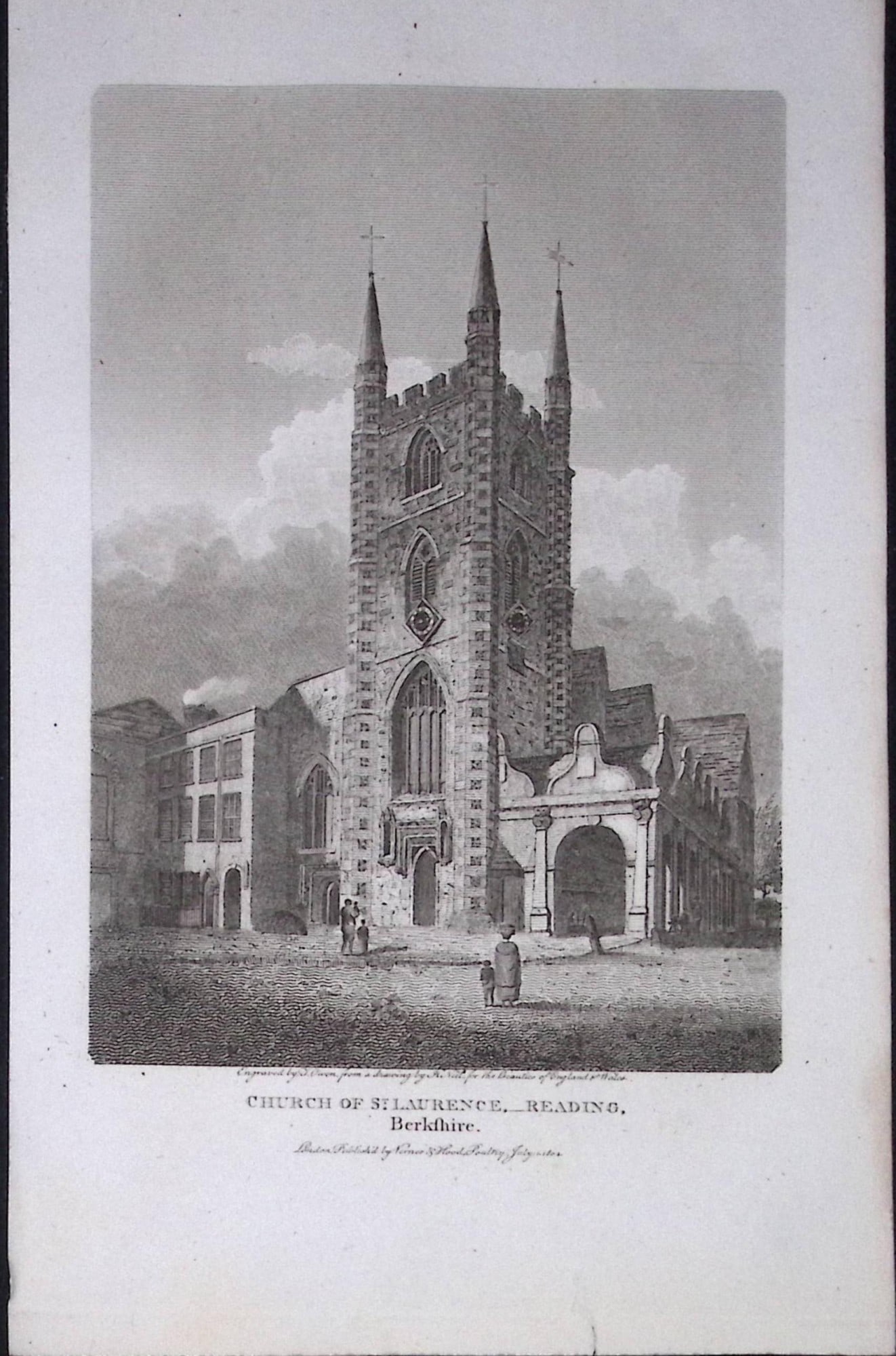 Reading Church Berkshire Antique 226 Years-Old Georgian Steel-Engraving-438: Title: Reading Church Berkshire Antique 226 Years-Old Georgian Steel-Engraving-438 Description: This Georgian Antique Print Was Removed from a First Edition of. The Beauties of England and Wale