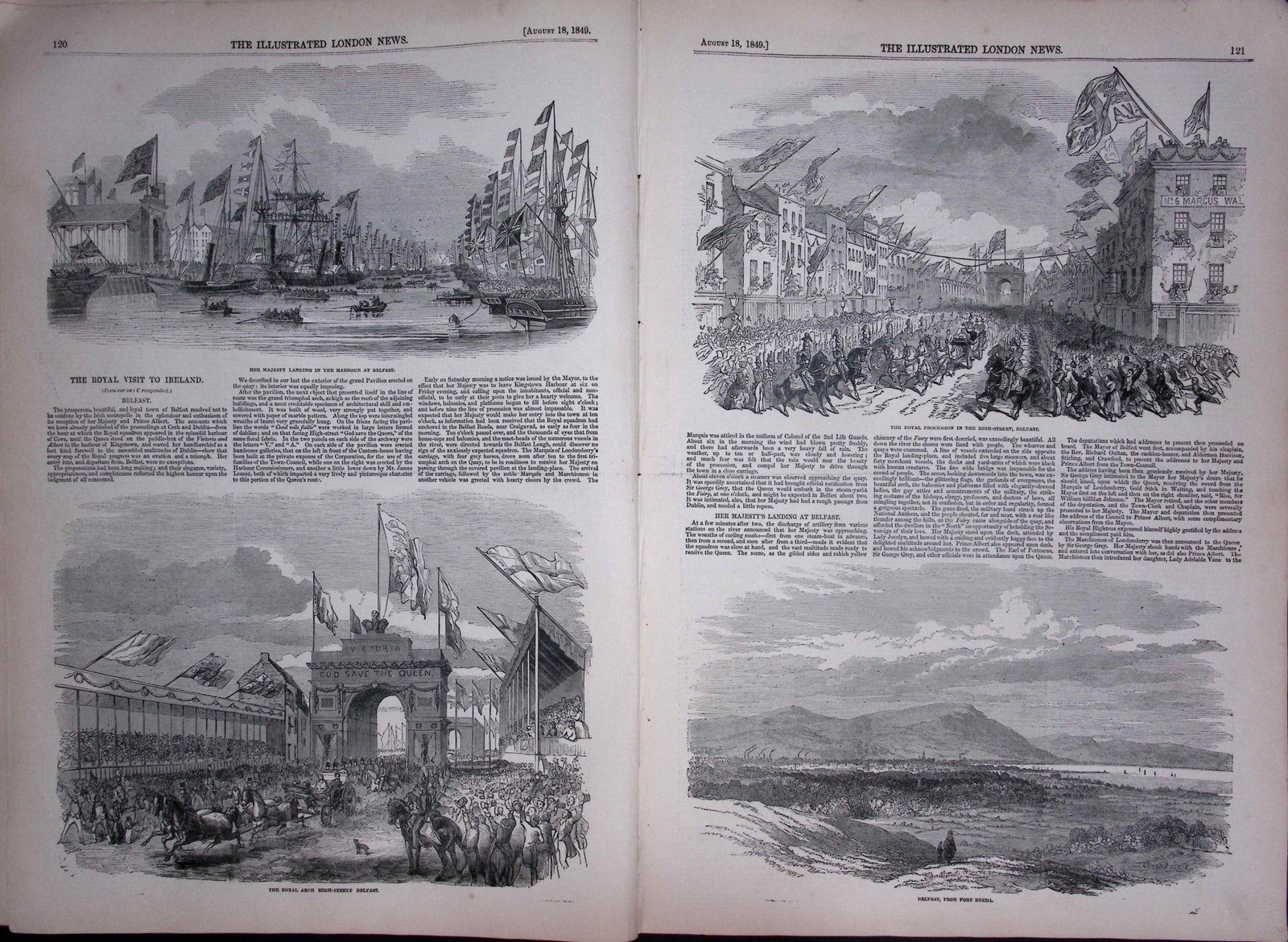 Queen Victoria Royal Tour of Ireland Antique 177-Year-Old Newspaper-15 - 2