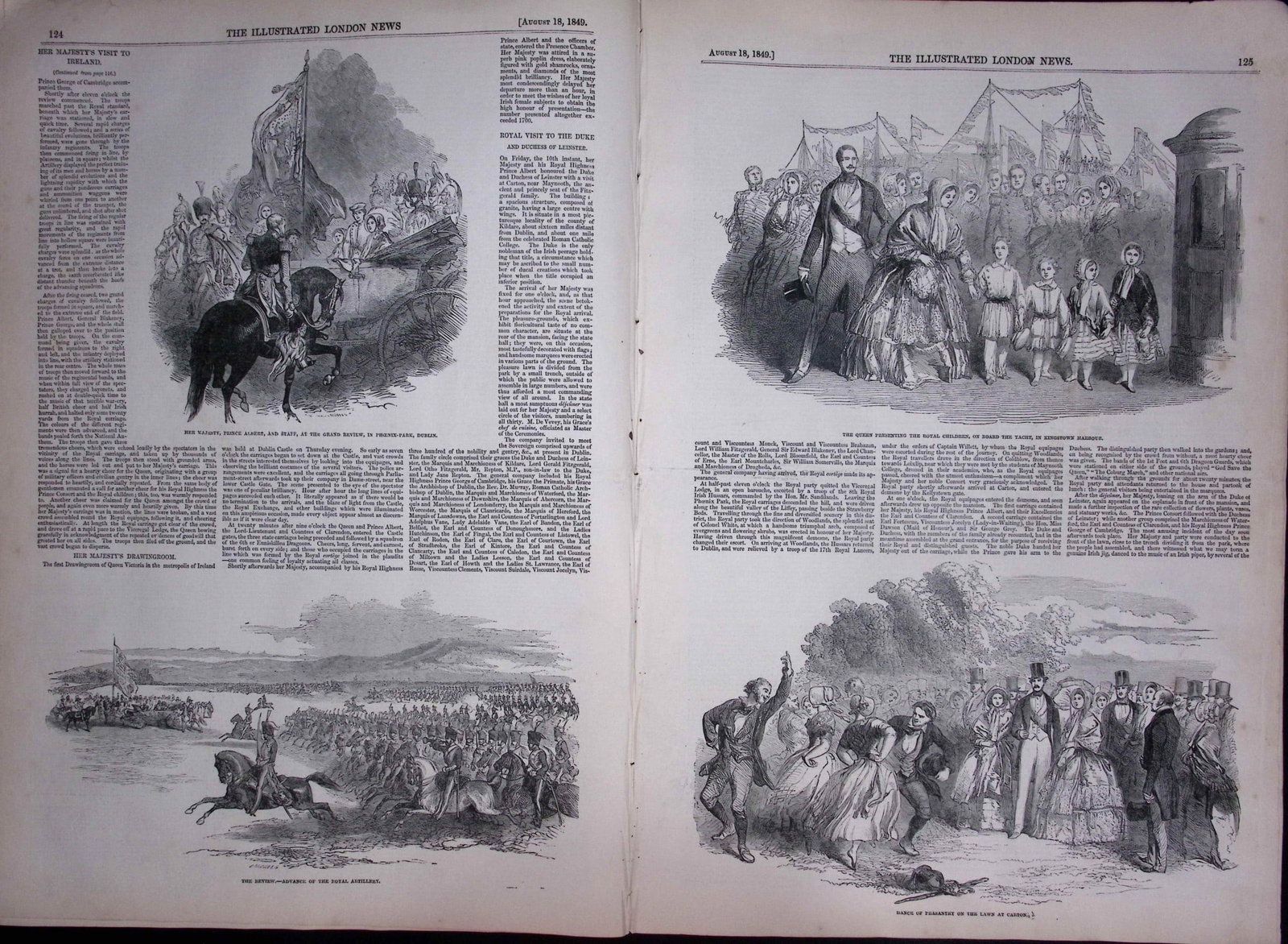 Queen Victoria Royal Tour of Ireland Antique 177-Year-Old Newspaper-15 - 3