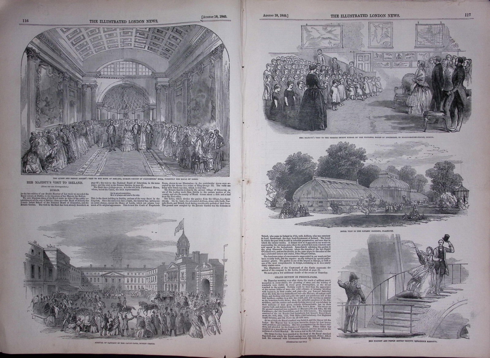 Queen Victoria Royal Tour of Ireland Antique 177-Year-Old Newspaper-15 - 4