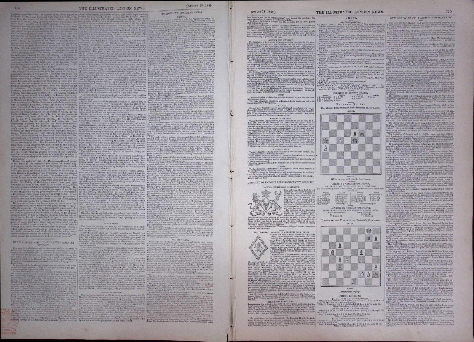 Queen Victoria Royal Tour of Ireland Antique 177-Year-Old Newspaper-15 - 7